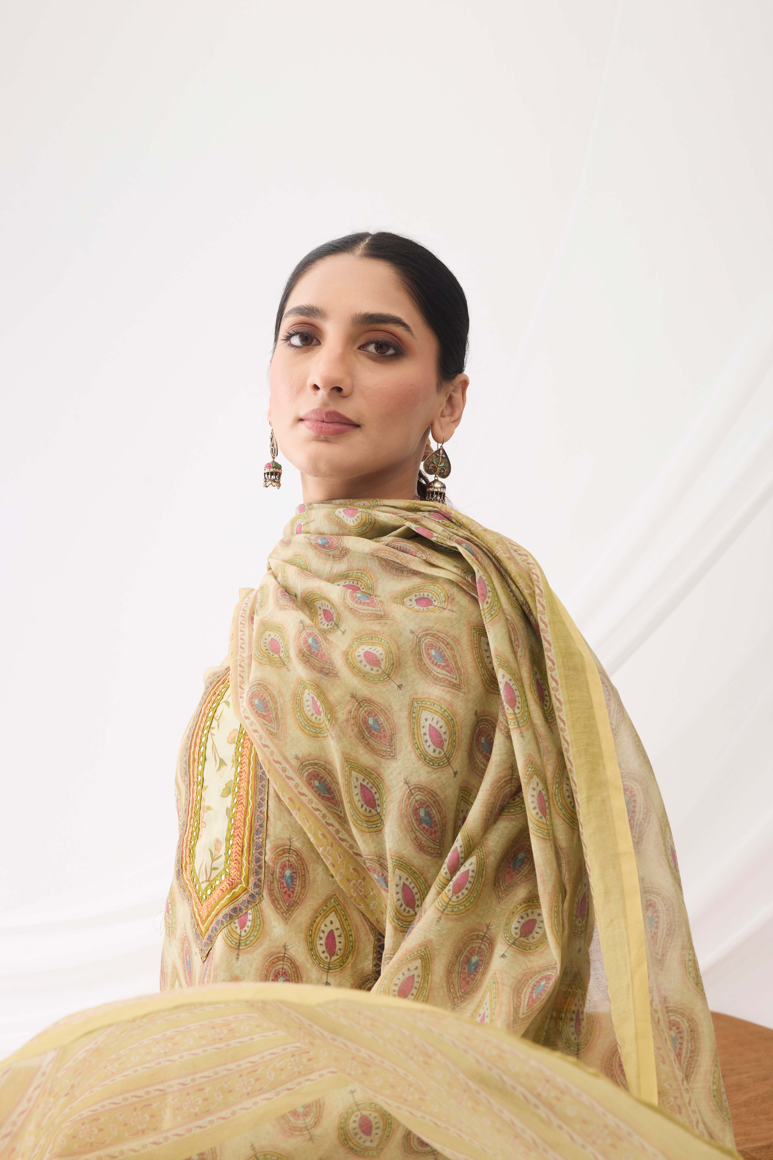Printed Dupatta  Light Green (9963745345835)