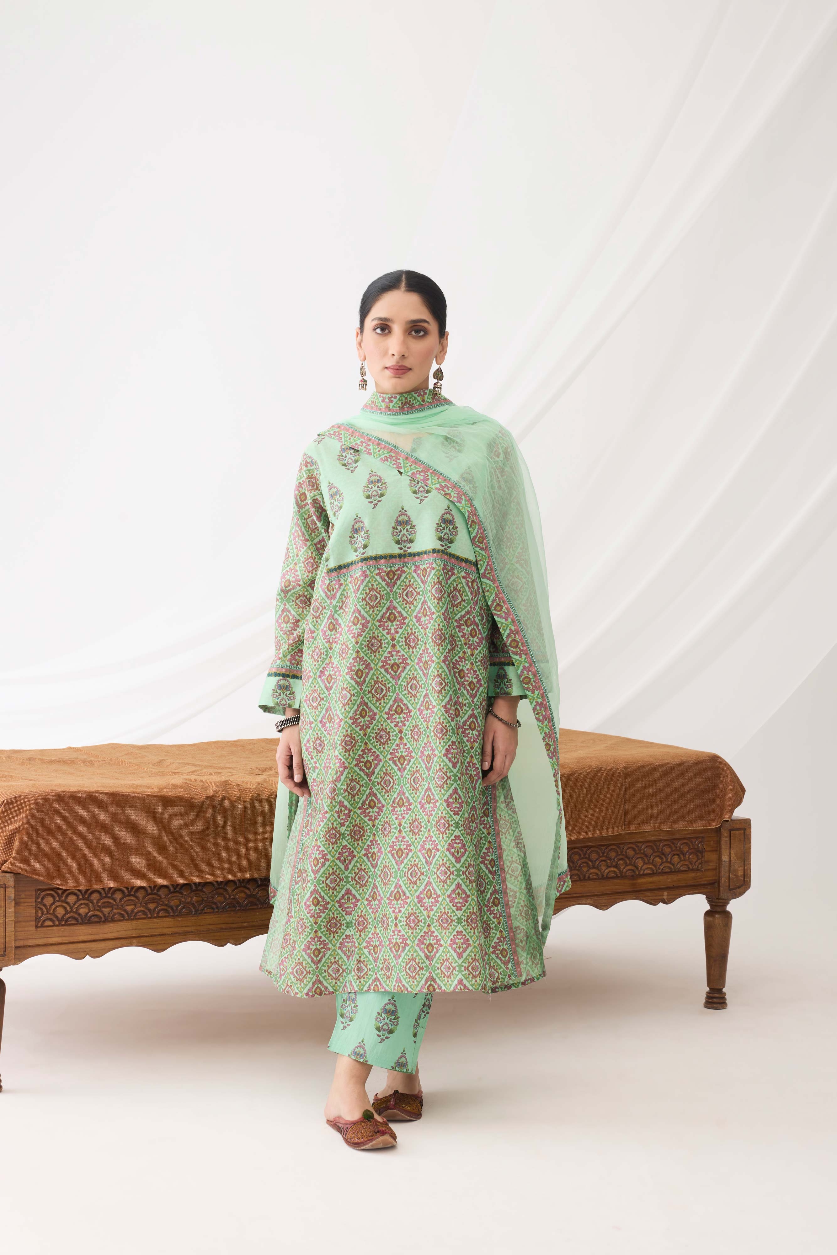 Medh Dupatta Light Green (9967198470443)