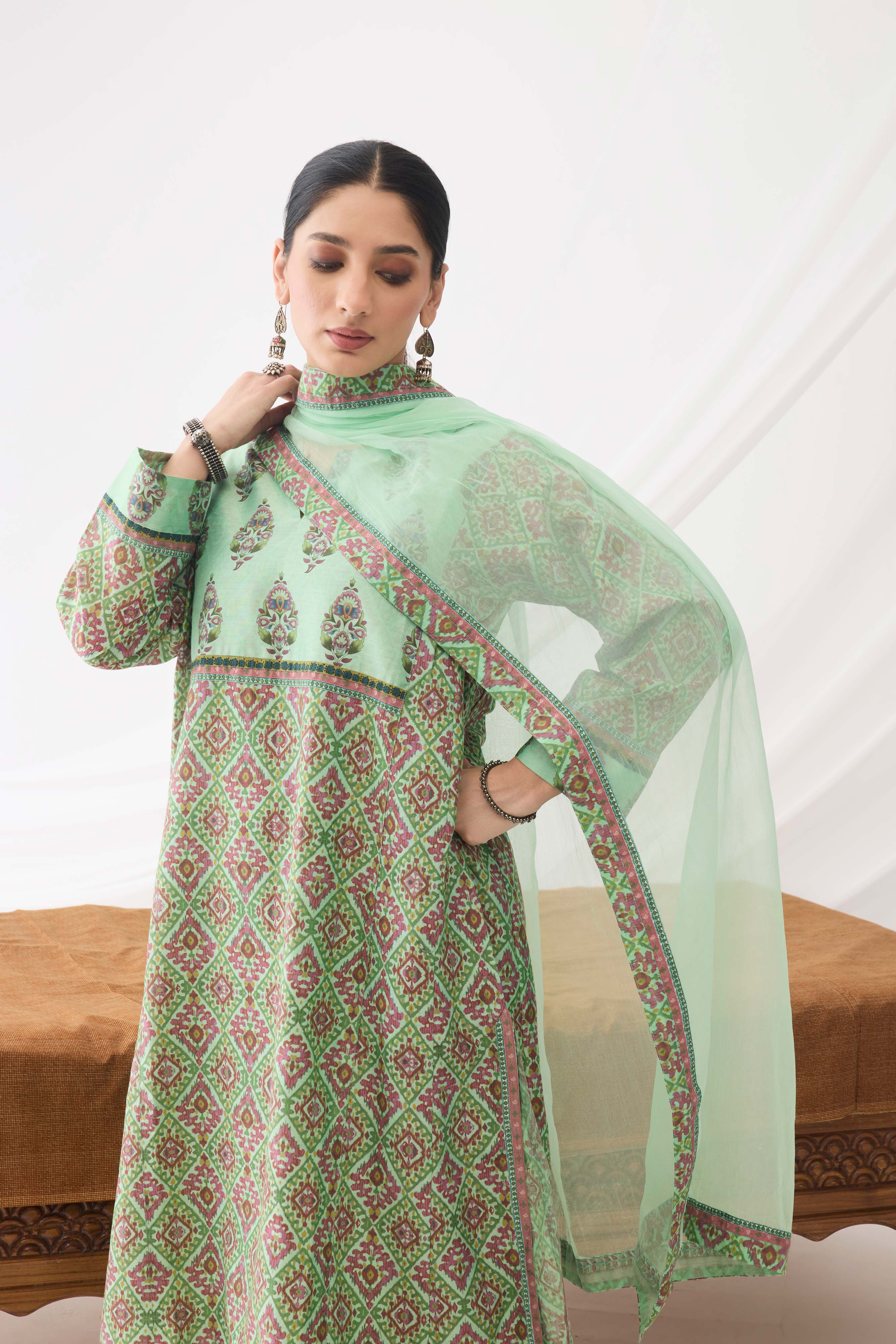 Medh Dupatta Light Green (9967198470443)