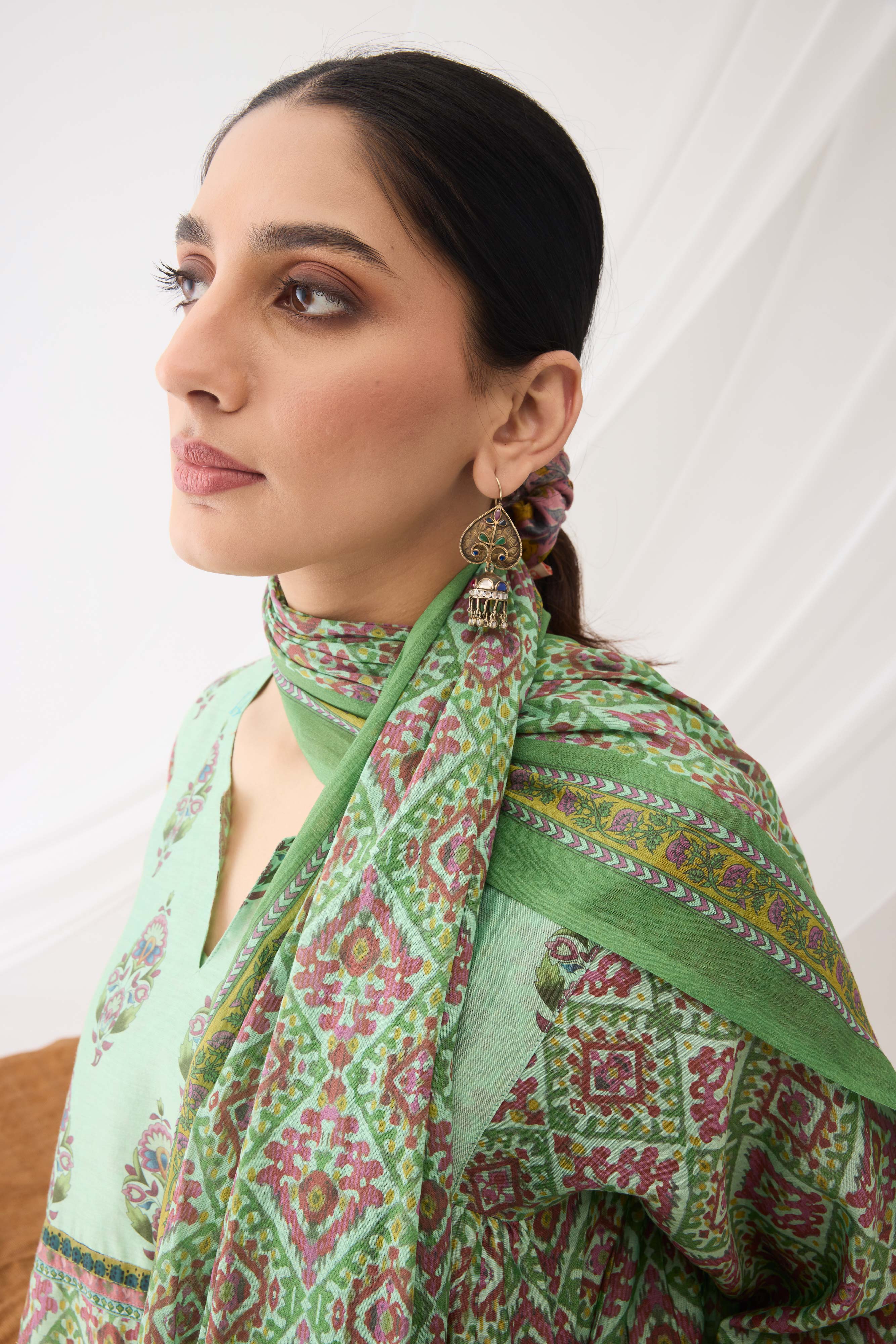 Rozana Cotton Mul Dupatta Light Green (9967200633131)