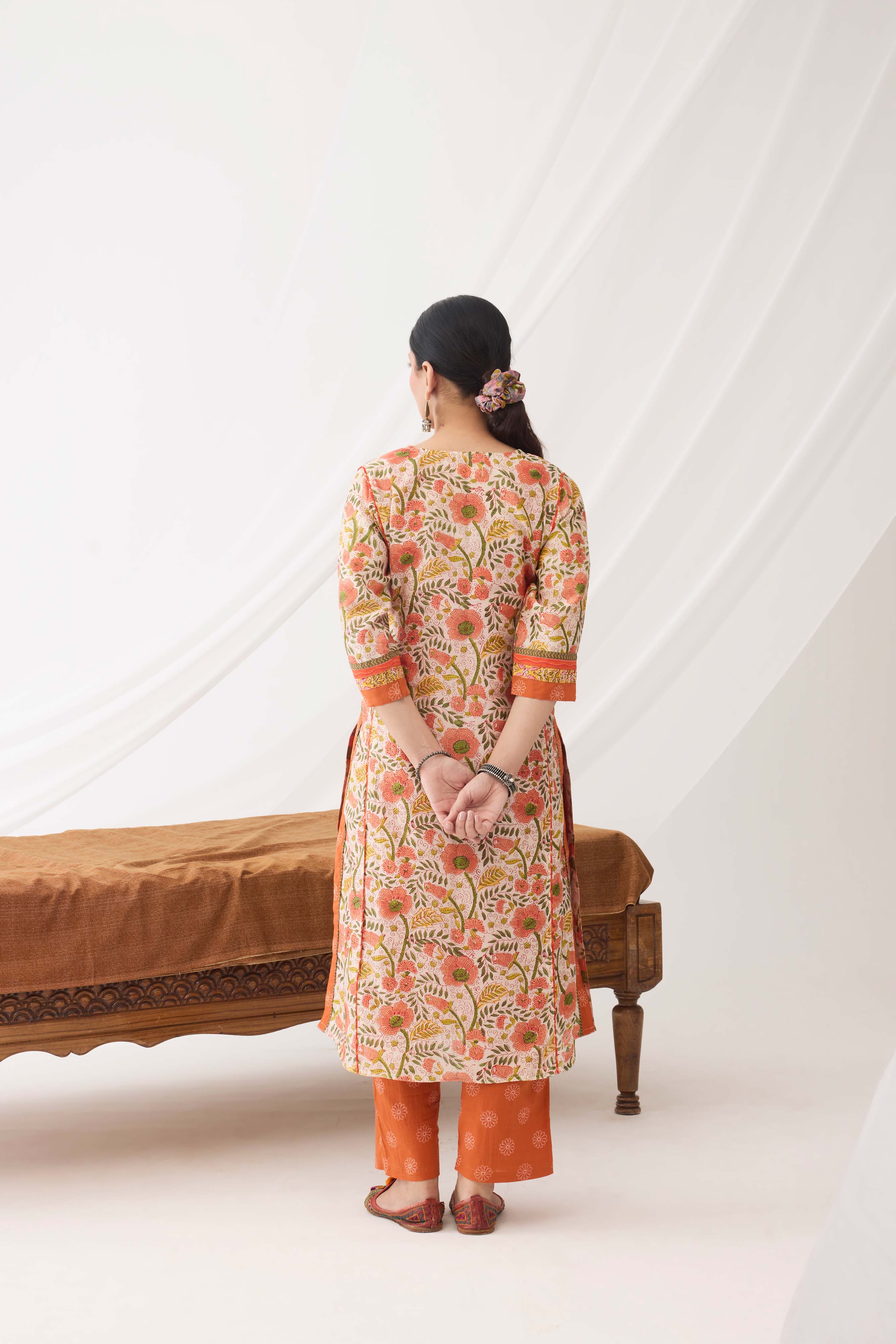 Rozana Kurta Cream Peach (9966910079275)