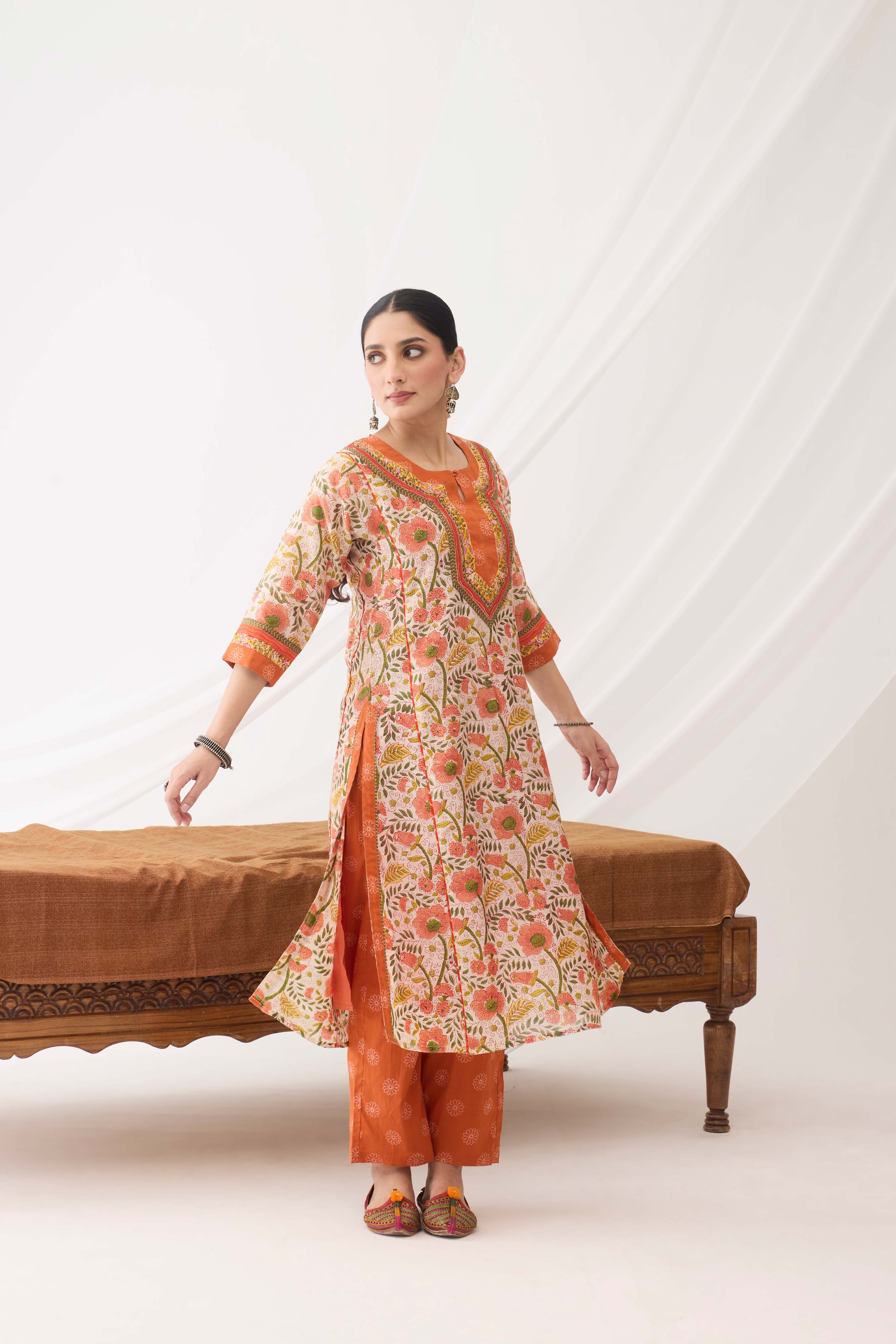 Rozana Kurta Cream Peach (9966910079275)