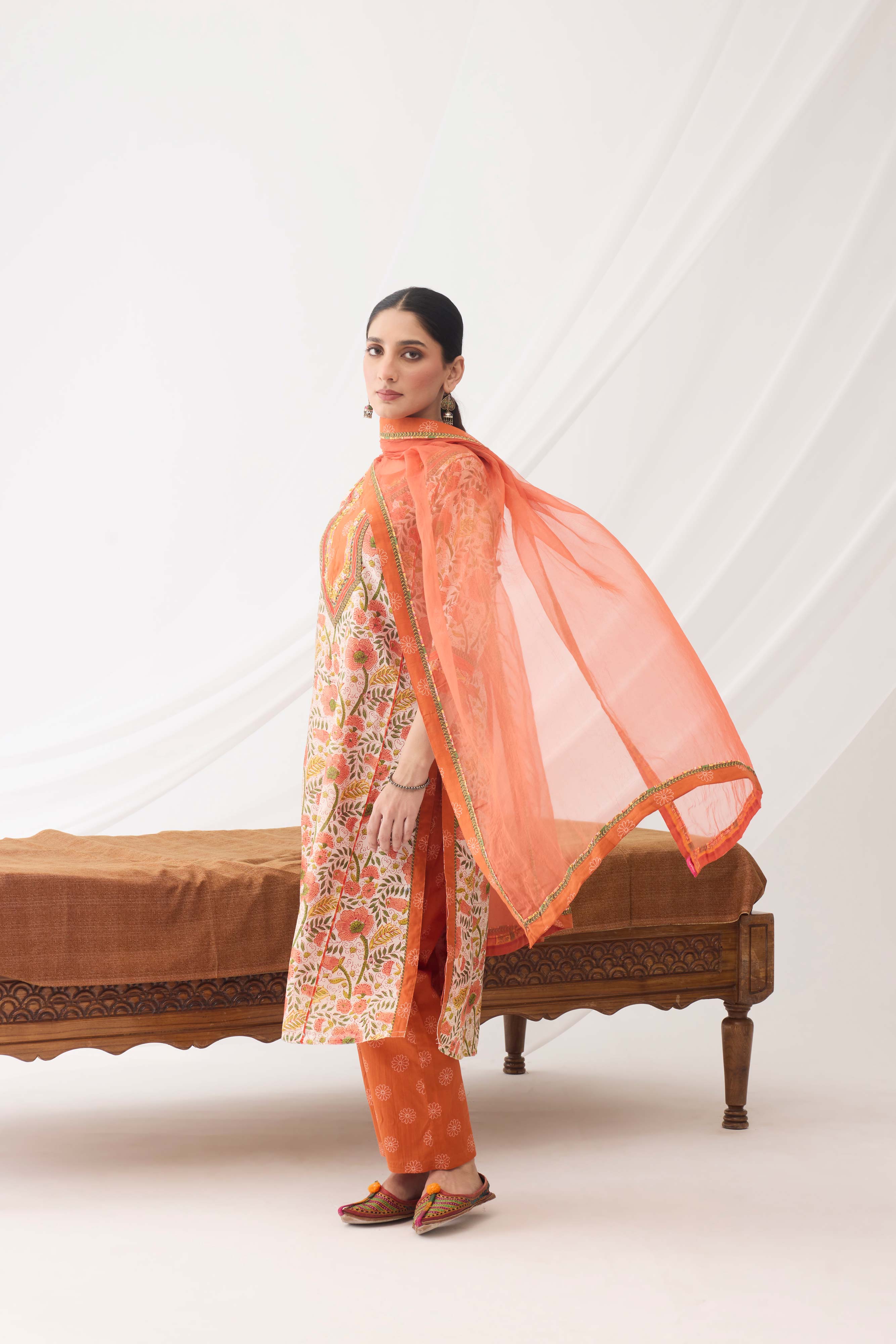 Rozana Kurta Cream Peach (9966910079275)