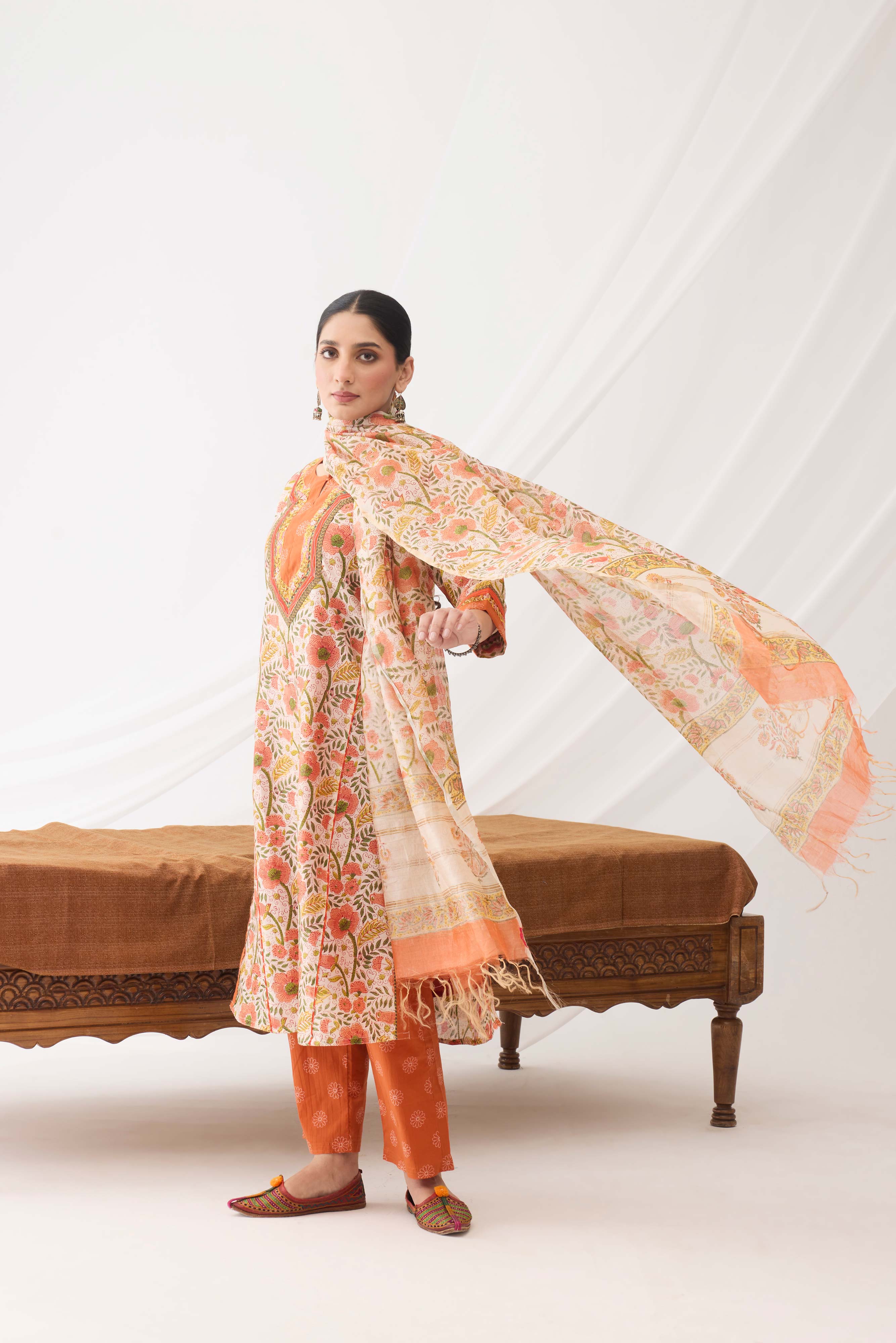 Rozana Kurta Cream Peach (9966910079275)