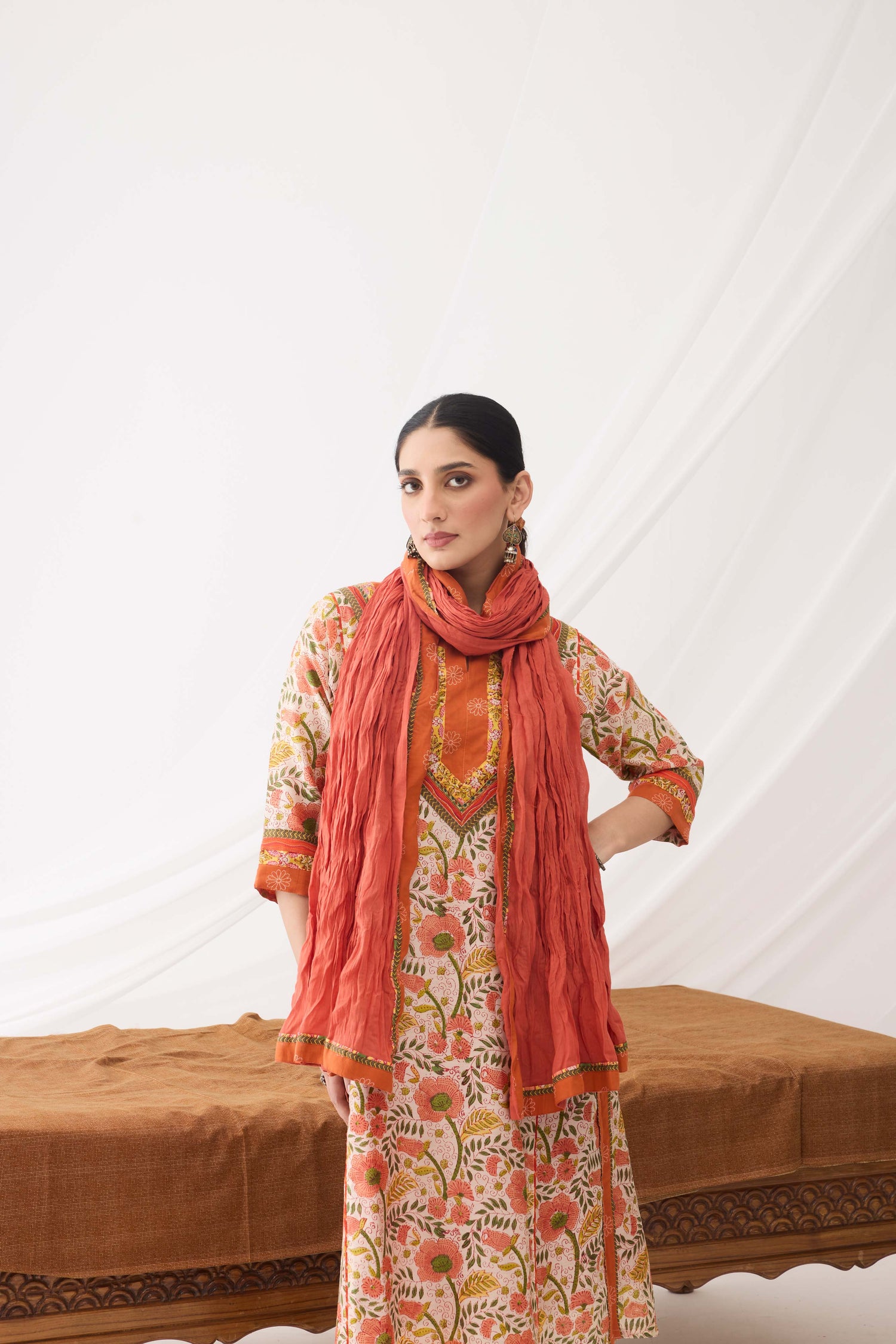Rozana Kurta Cream Peach (9966910079275)