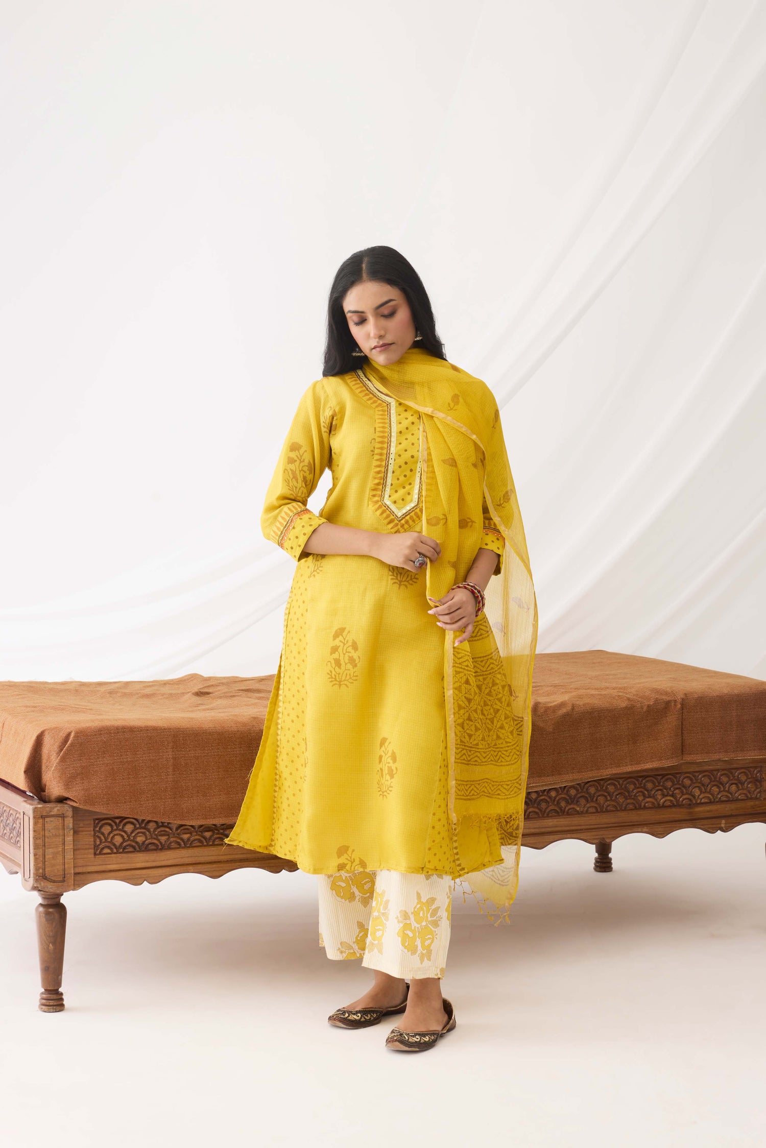 Printed Dupatta  Yellow (9964097732907)