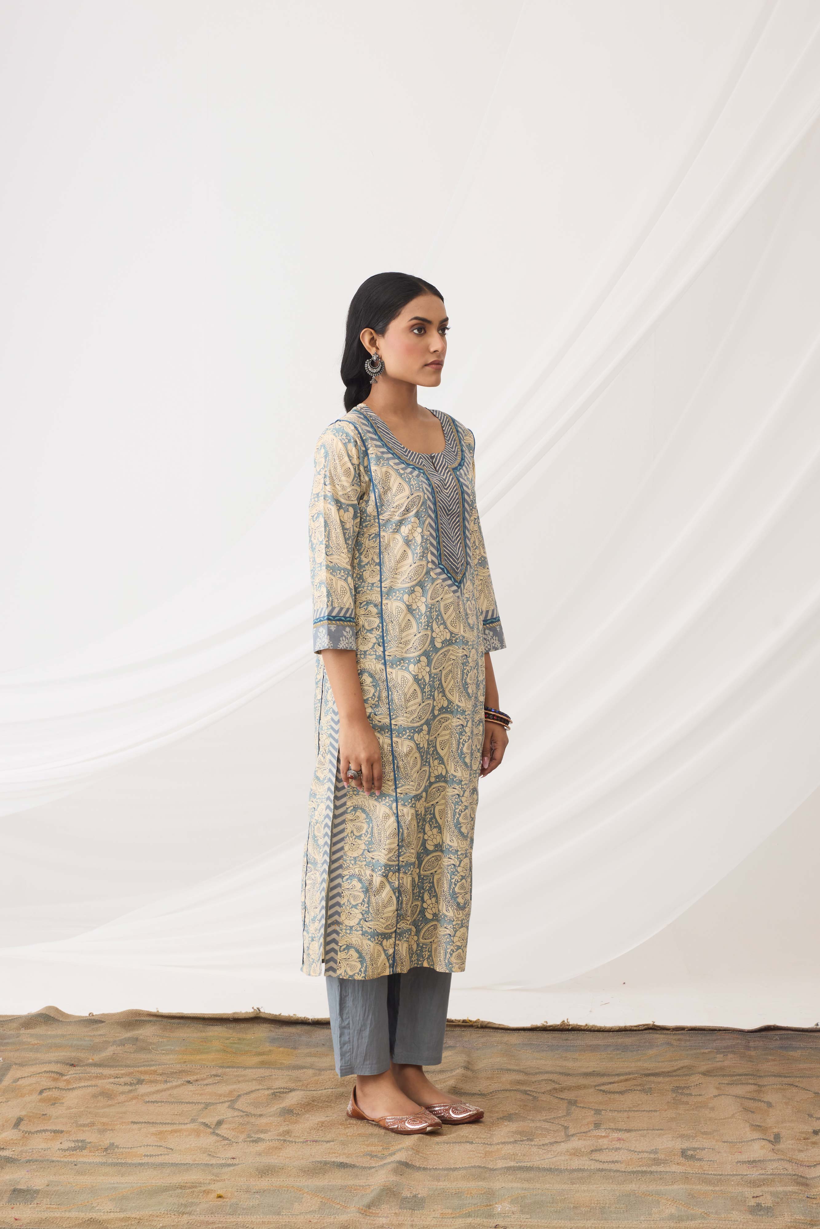 Rozana Kurta Beige Light Blue (9963711562027)