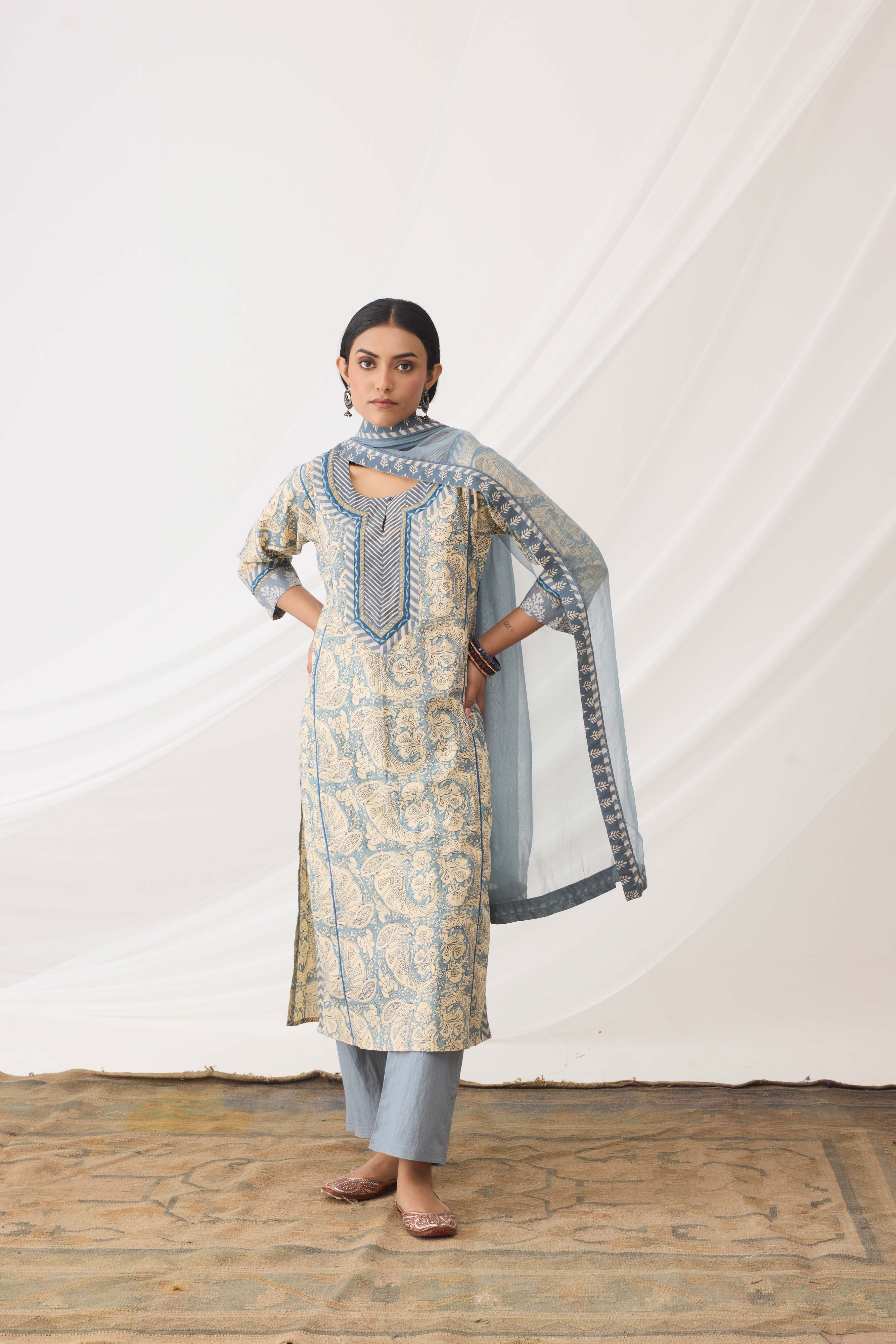 Rozana Kurta Beige Light Blue (9963711562027)