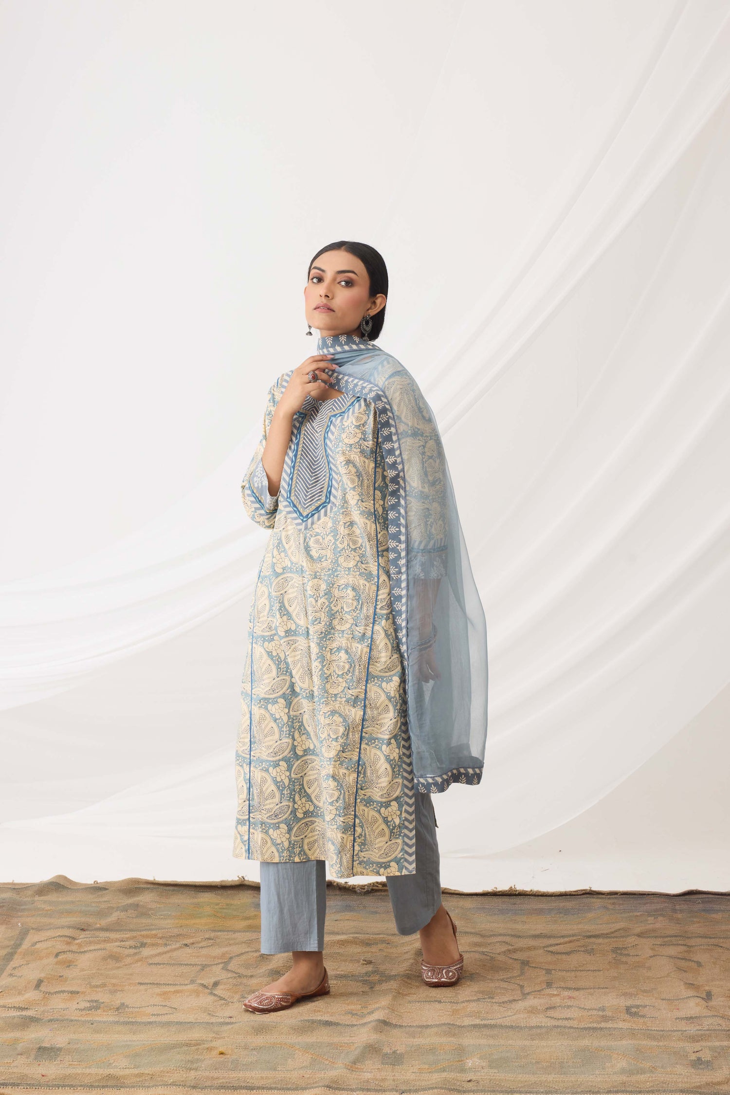 Rozana Kurta Beige Light Blue (9963711562027)