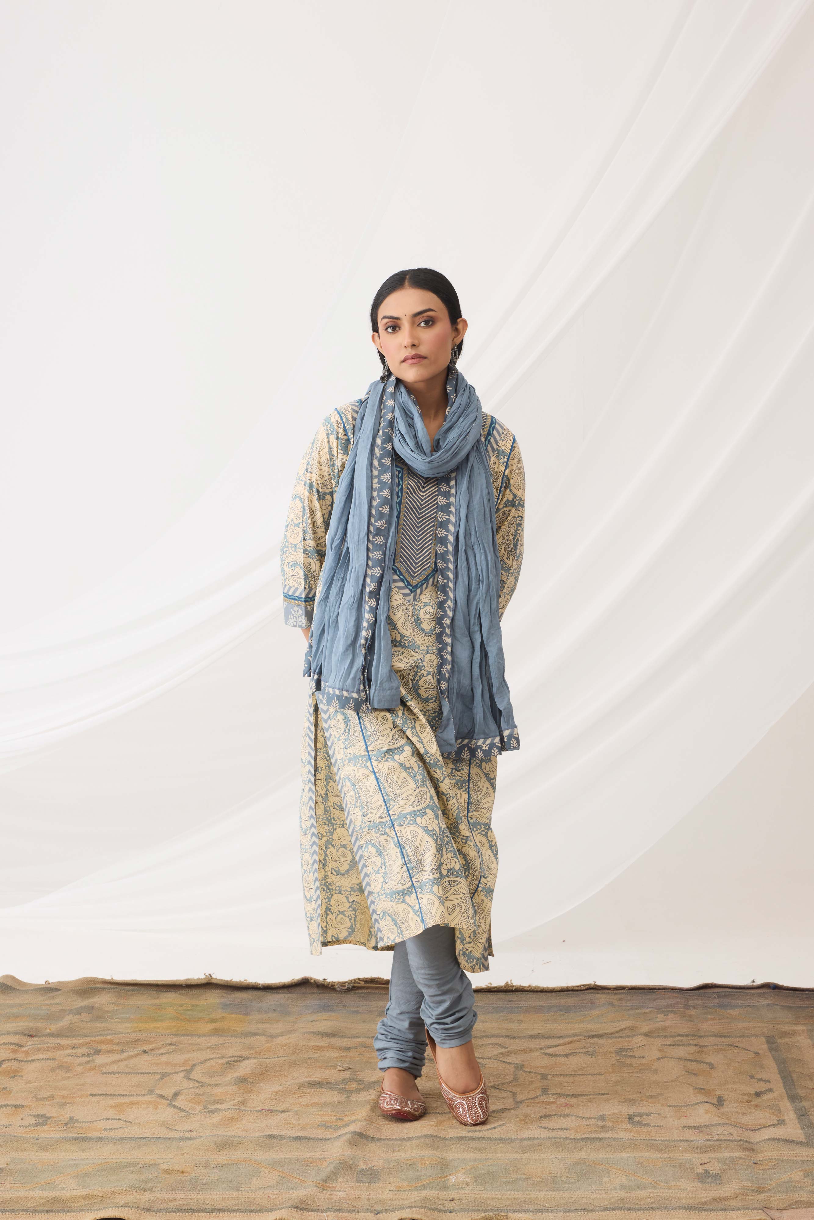 Rozana Kurta Beige Light Blue (9963711562027)