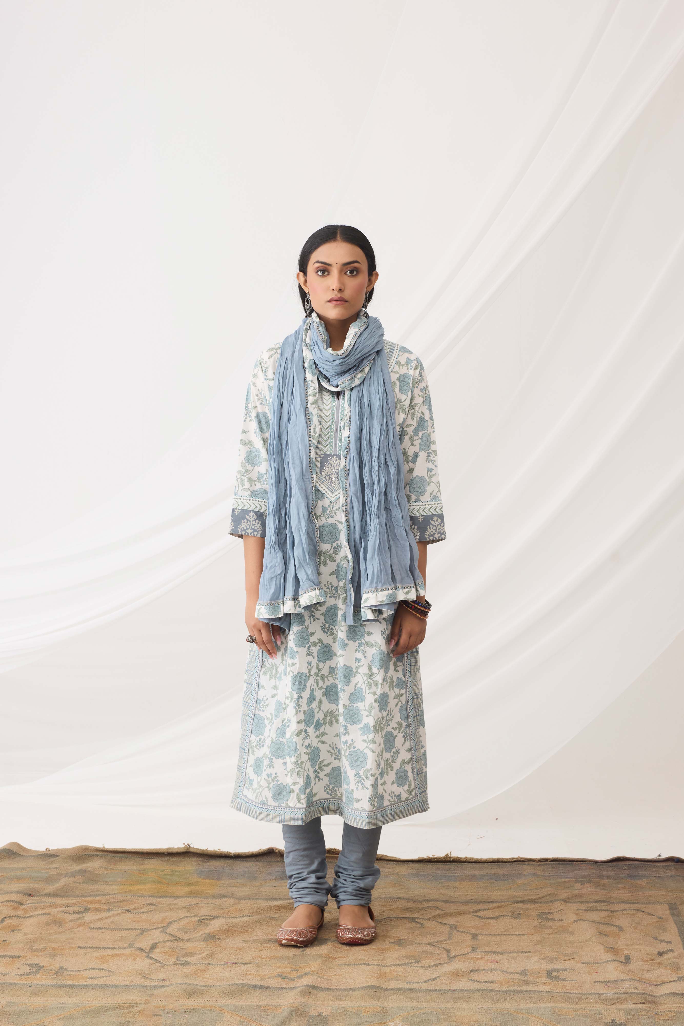 Rozana Kurta White Grey (9965315817771)