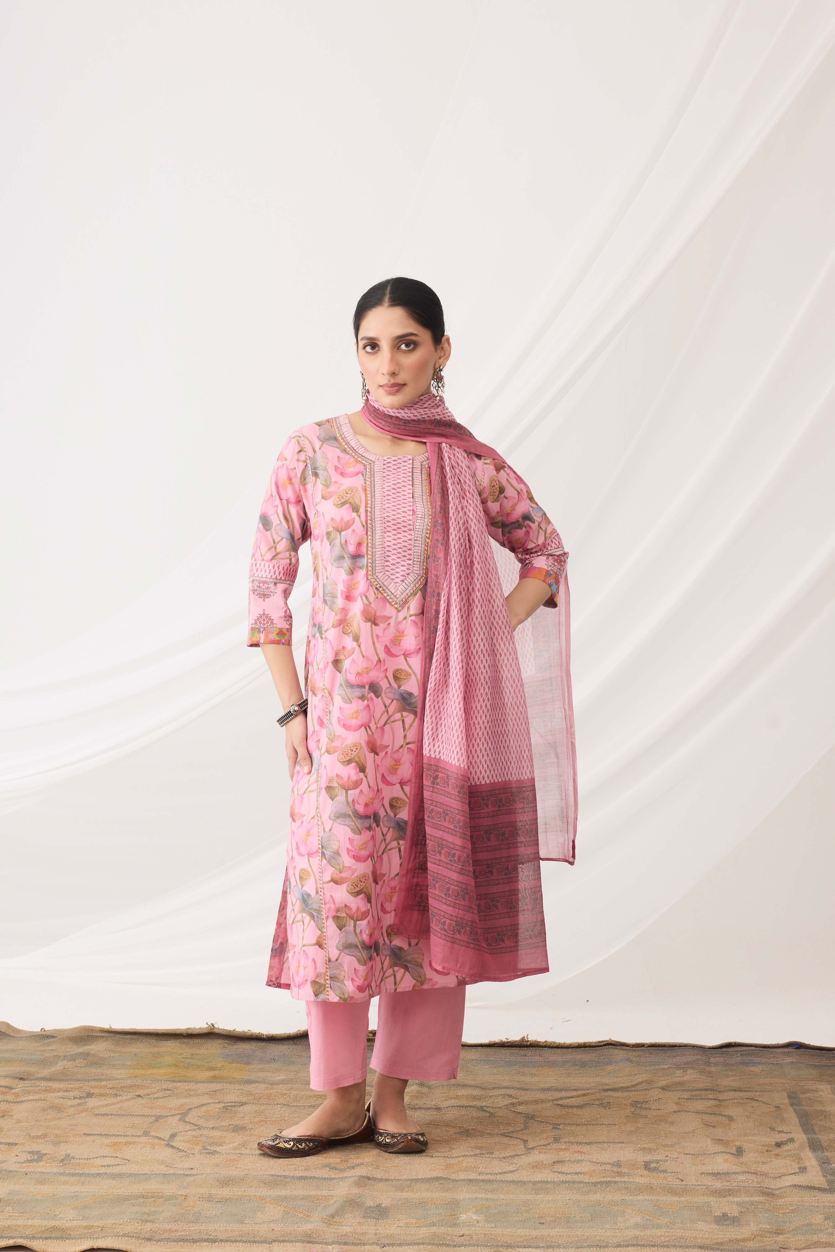 Printed Dupatta Light  Pink (9966447886635)