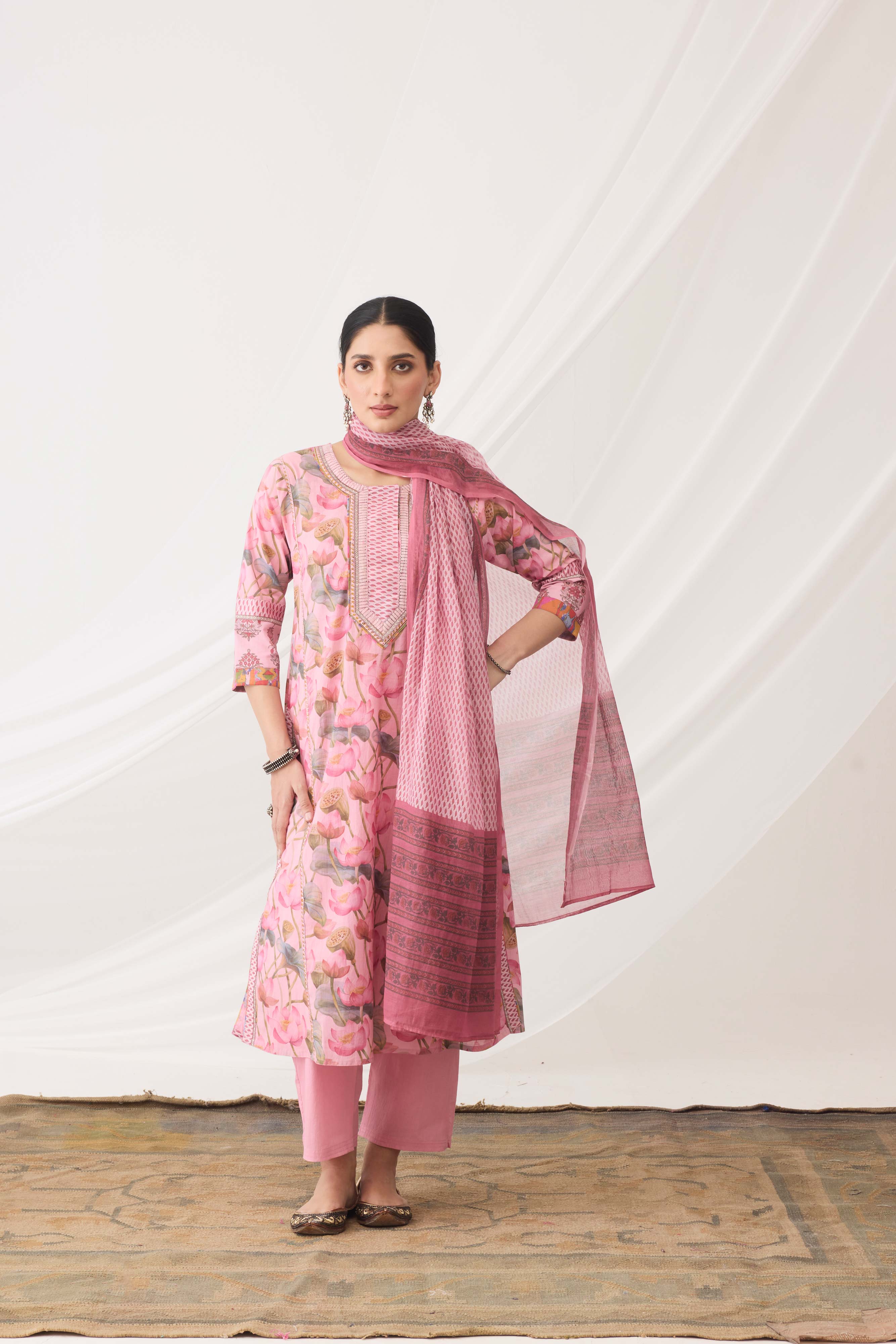 Printed Dupatta Light  Pink (9966447886635)