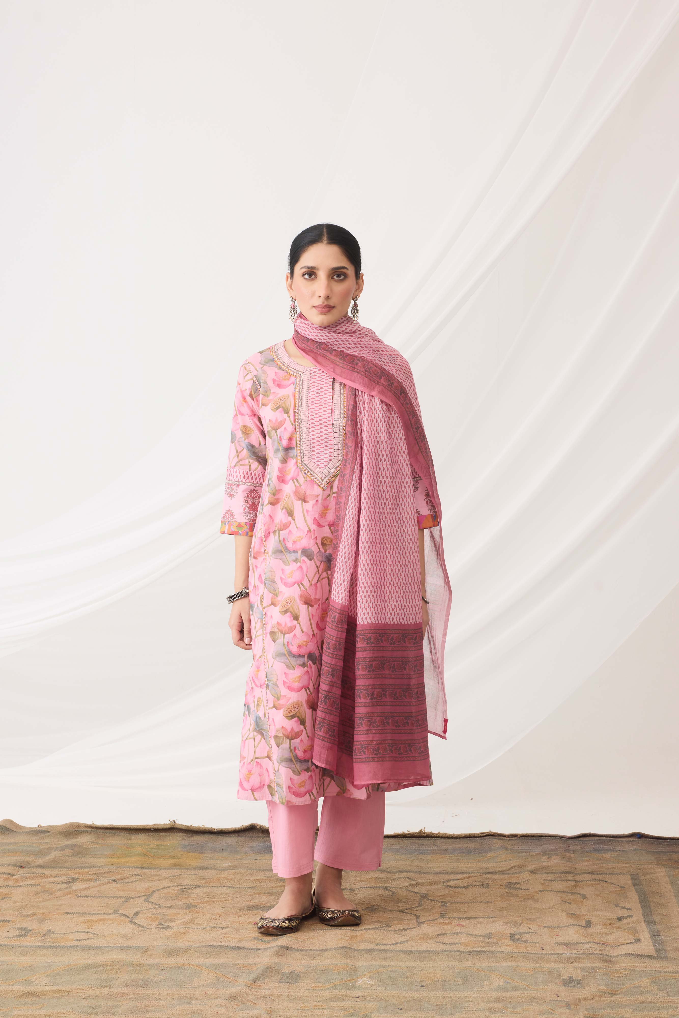 Printed Dupatta Light  Pink (9966447886635)