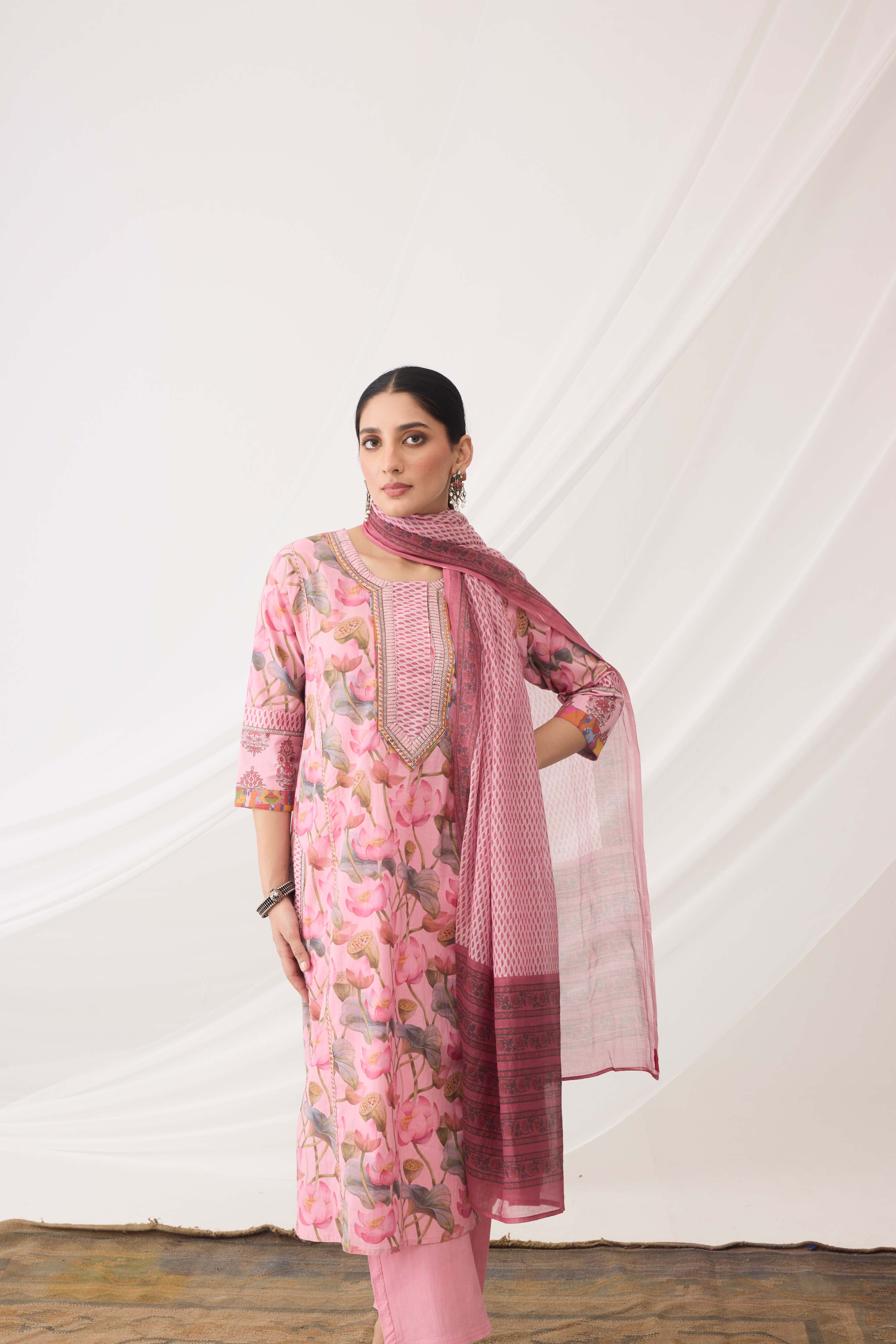 Printed Dupatta Light  Pink (9966447886635)