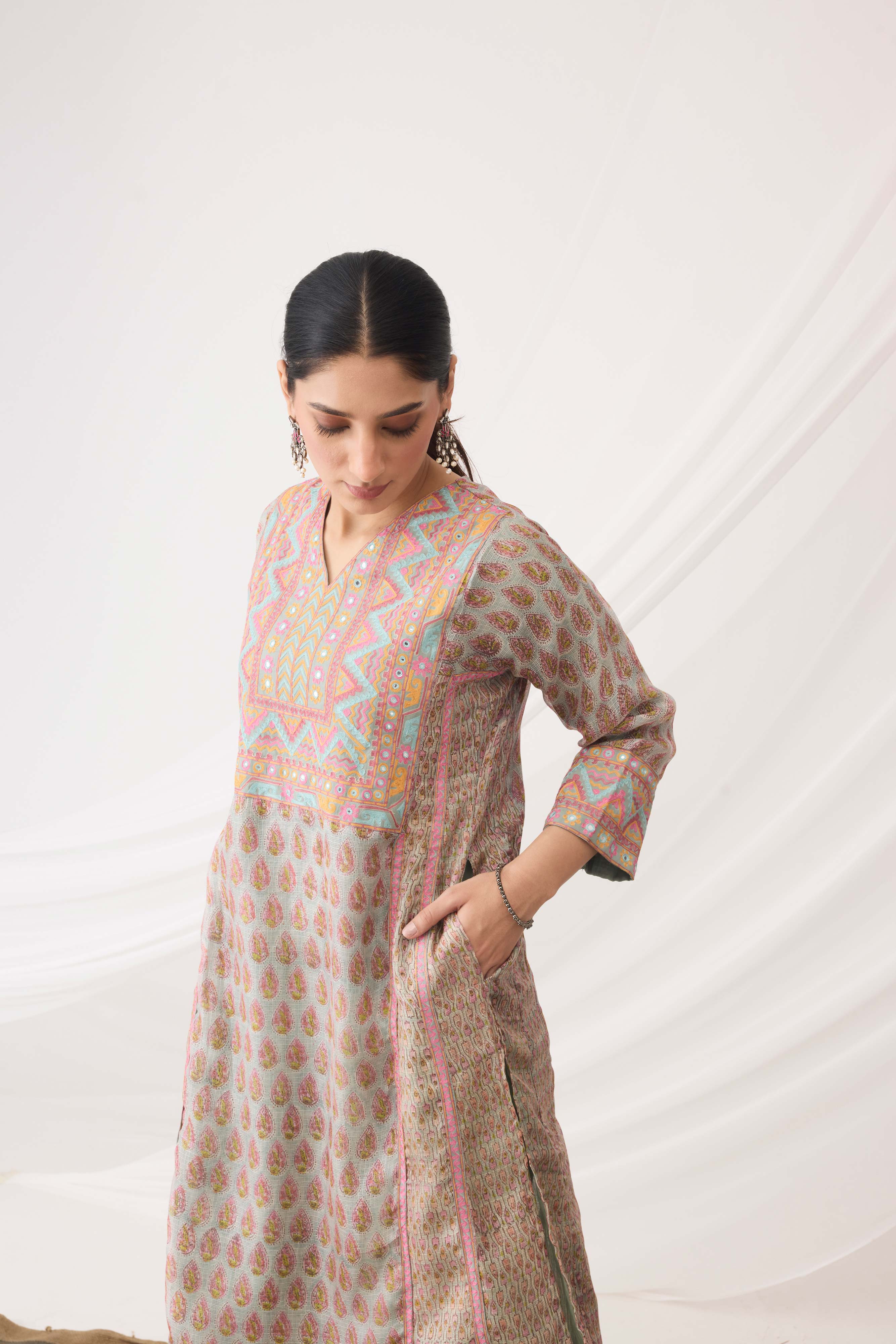 Tulsi Kurta Turquoise Pink (9963479531819)