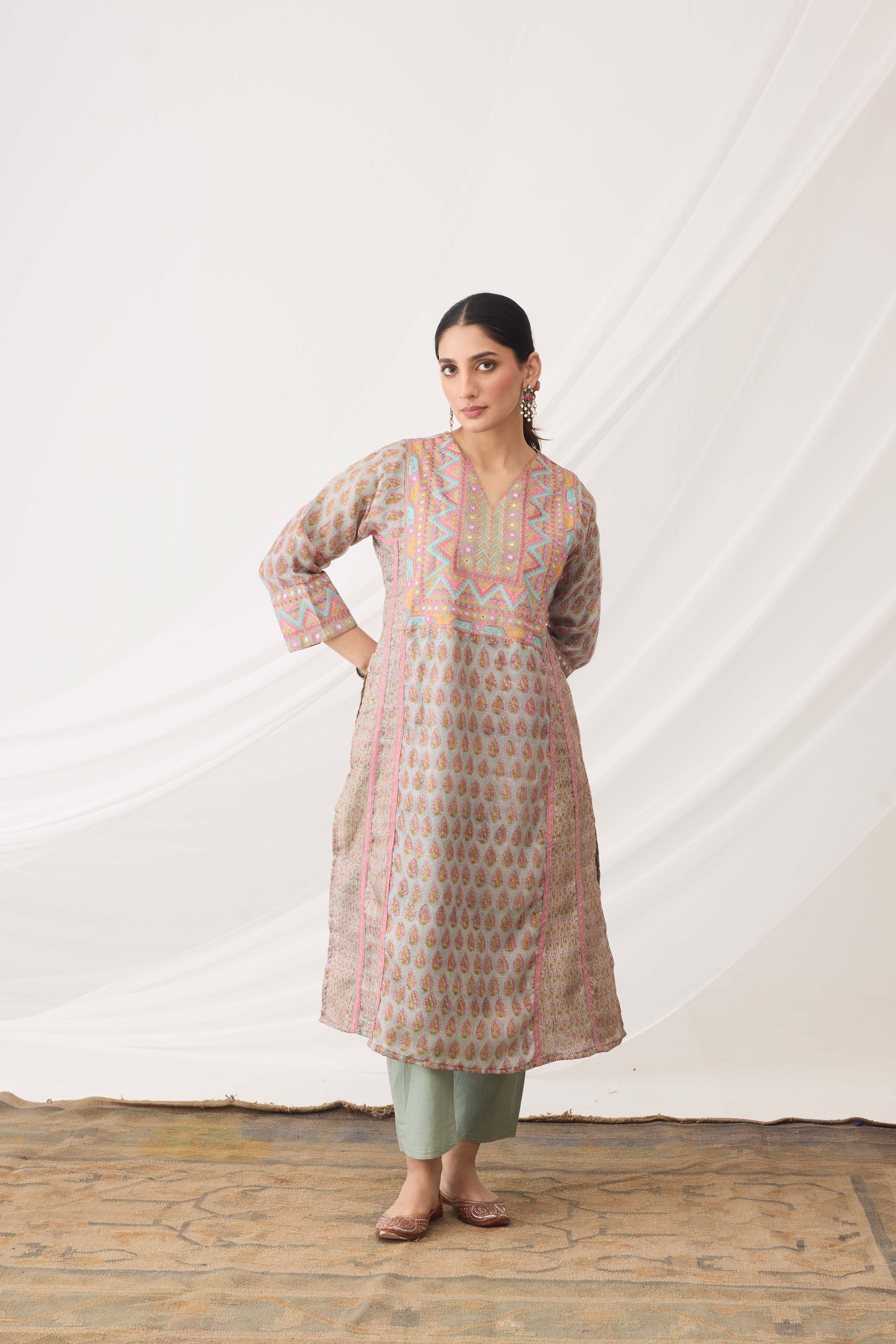 Tulsi Kurta Turquoise Pink (9963479531819)