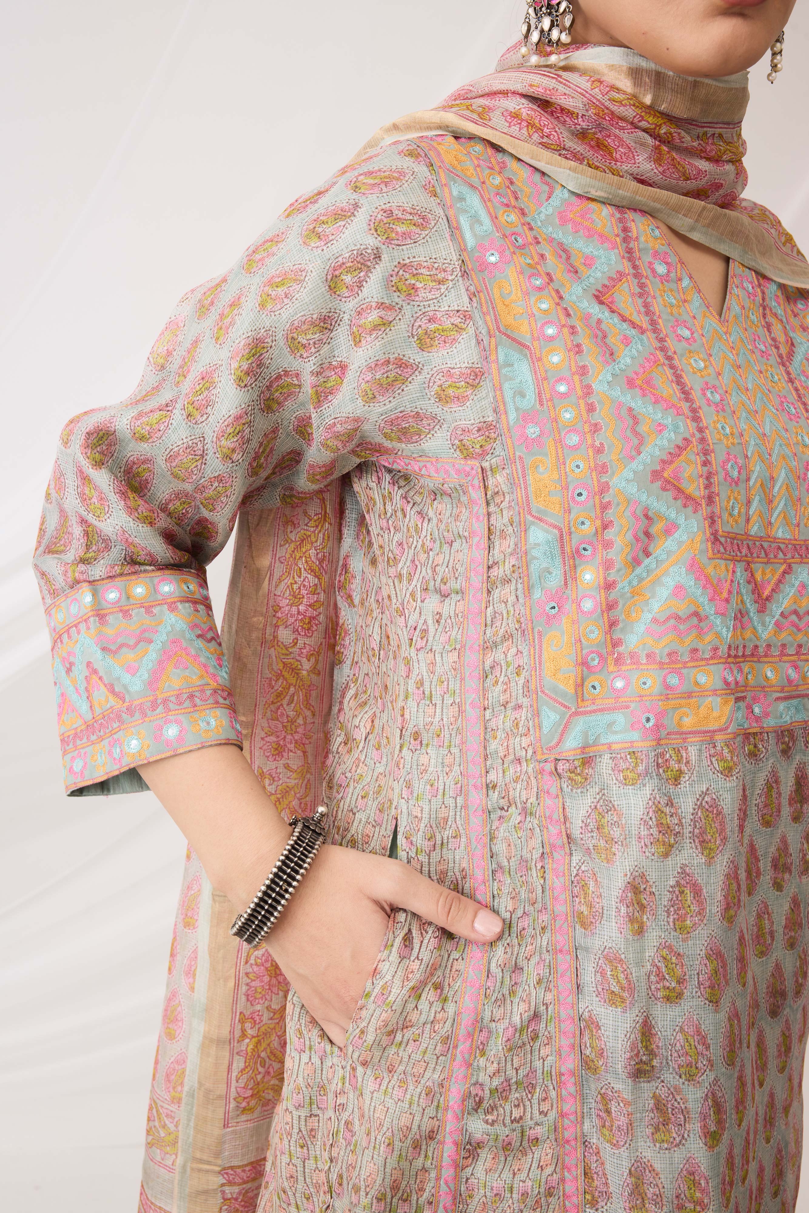 Tulsi Kurta Turquoise Pink (9963479531819)