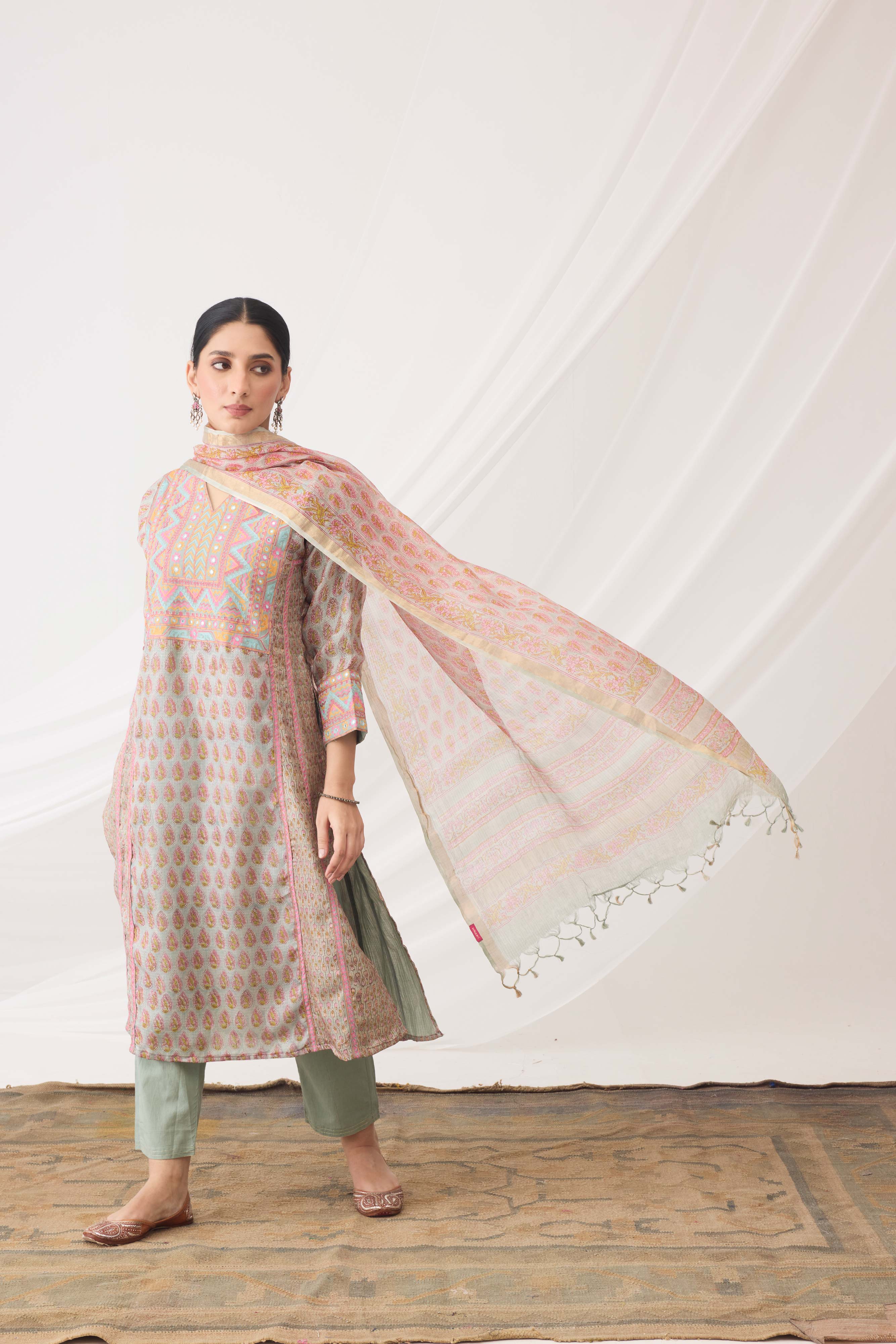 Tulsi Dupatta Turquoise Pink (9963481399595)