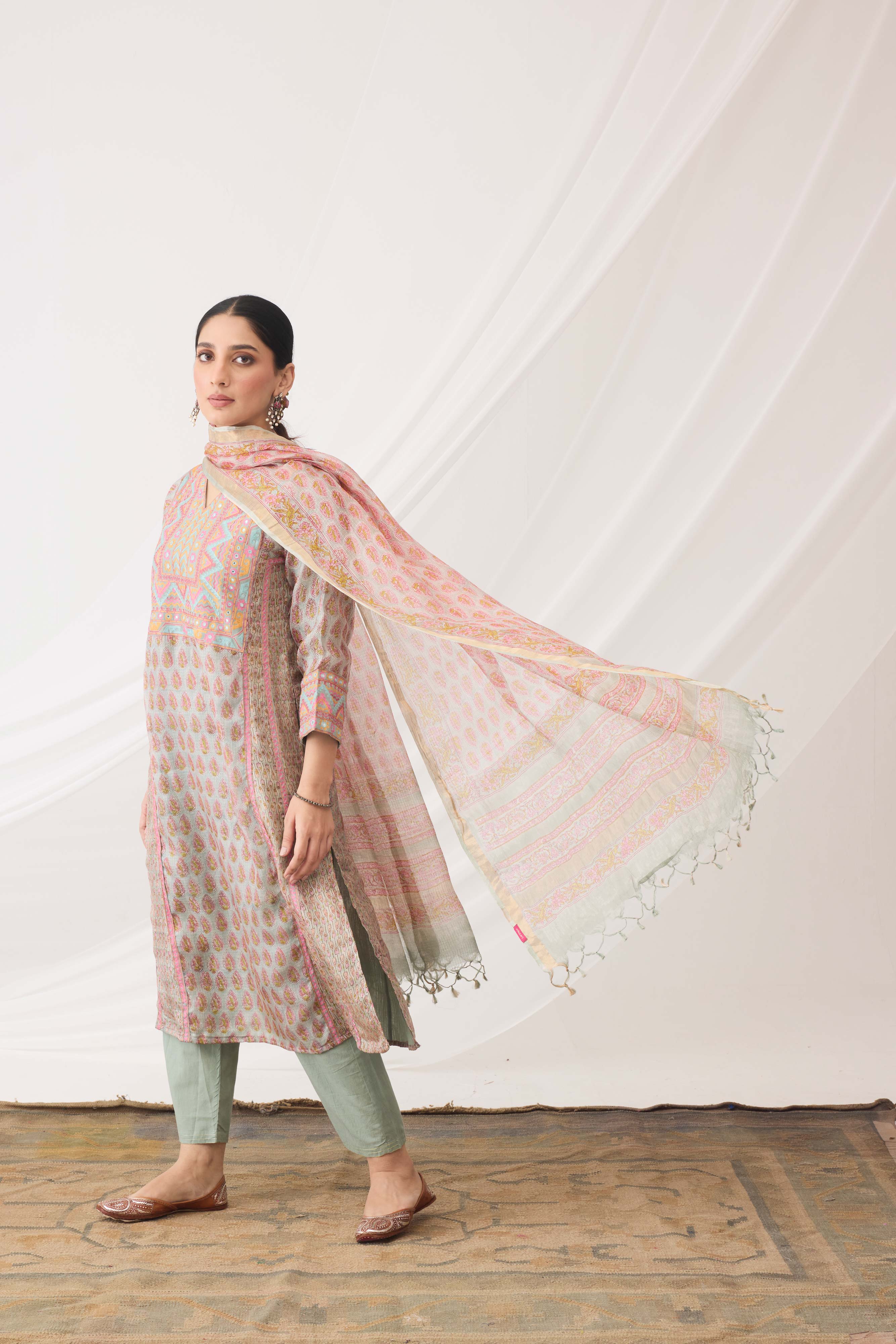 Tulsi Dupatta Turquoise Pink (9963481399595)