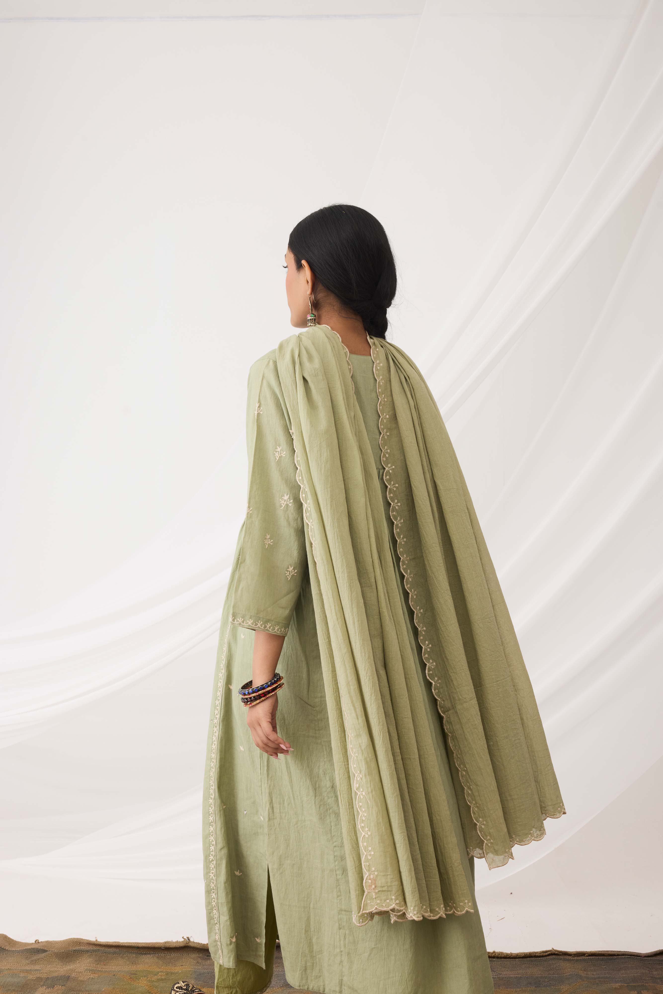 Meera Dupatta Pista green (9963485135147)