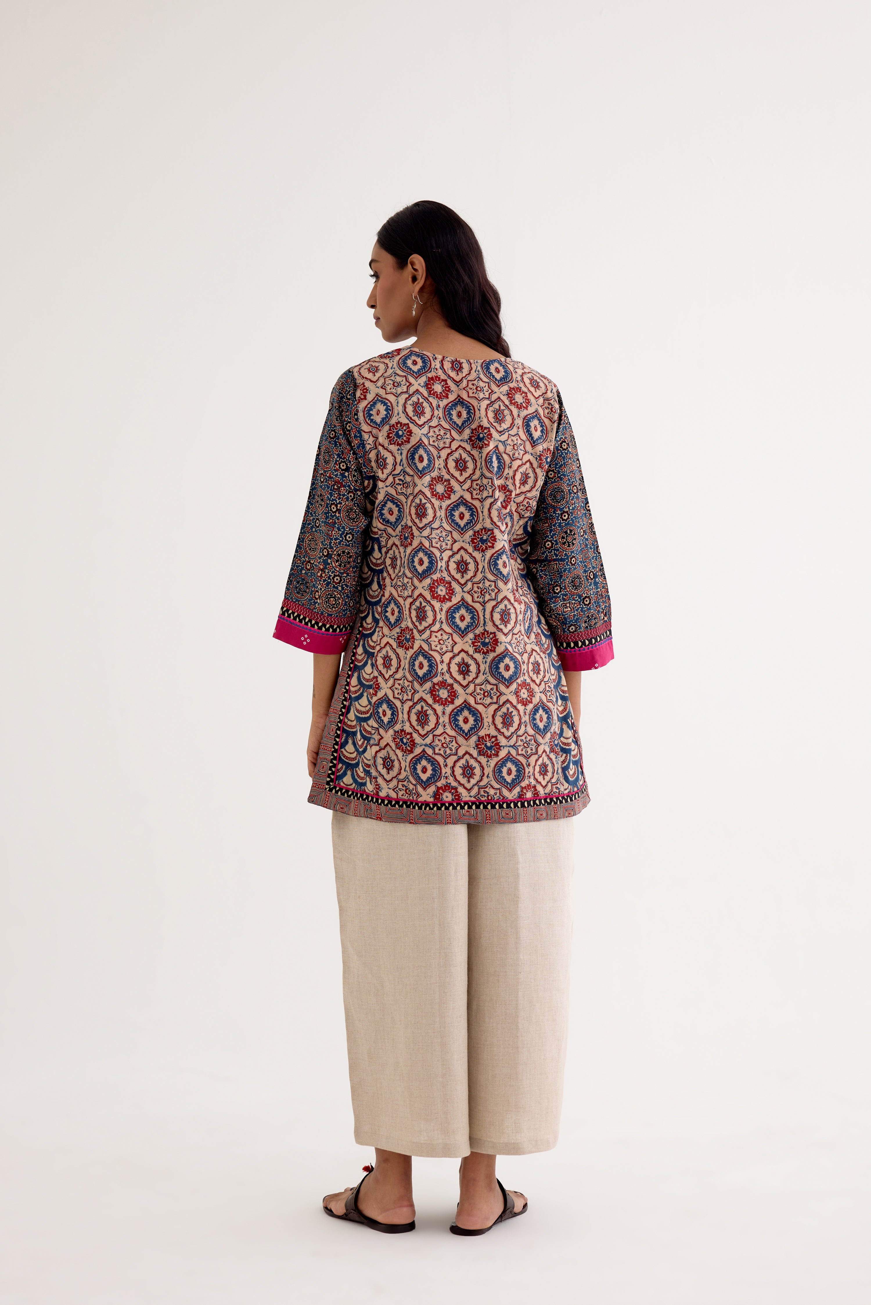 Rozana Ajrakh Kurti Blue (10040285954347)