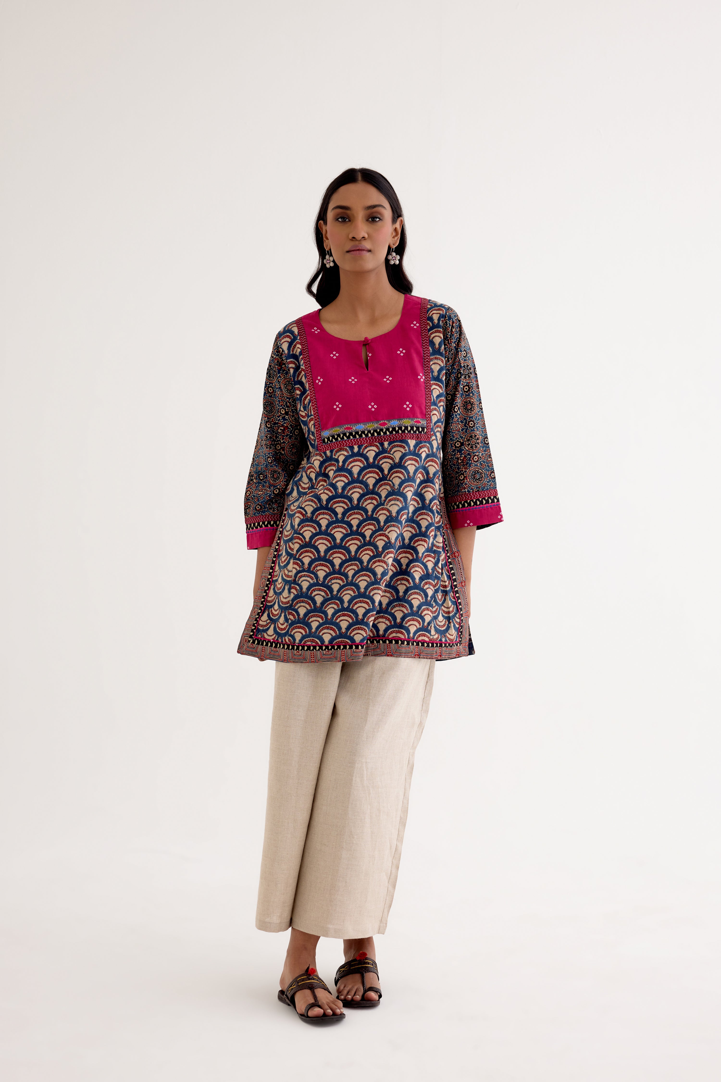 Rozana Ajrakh Kurti Blue (10040285954347)