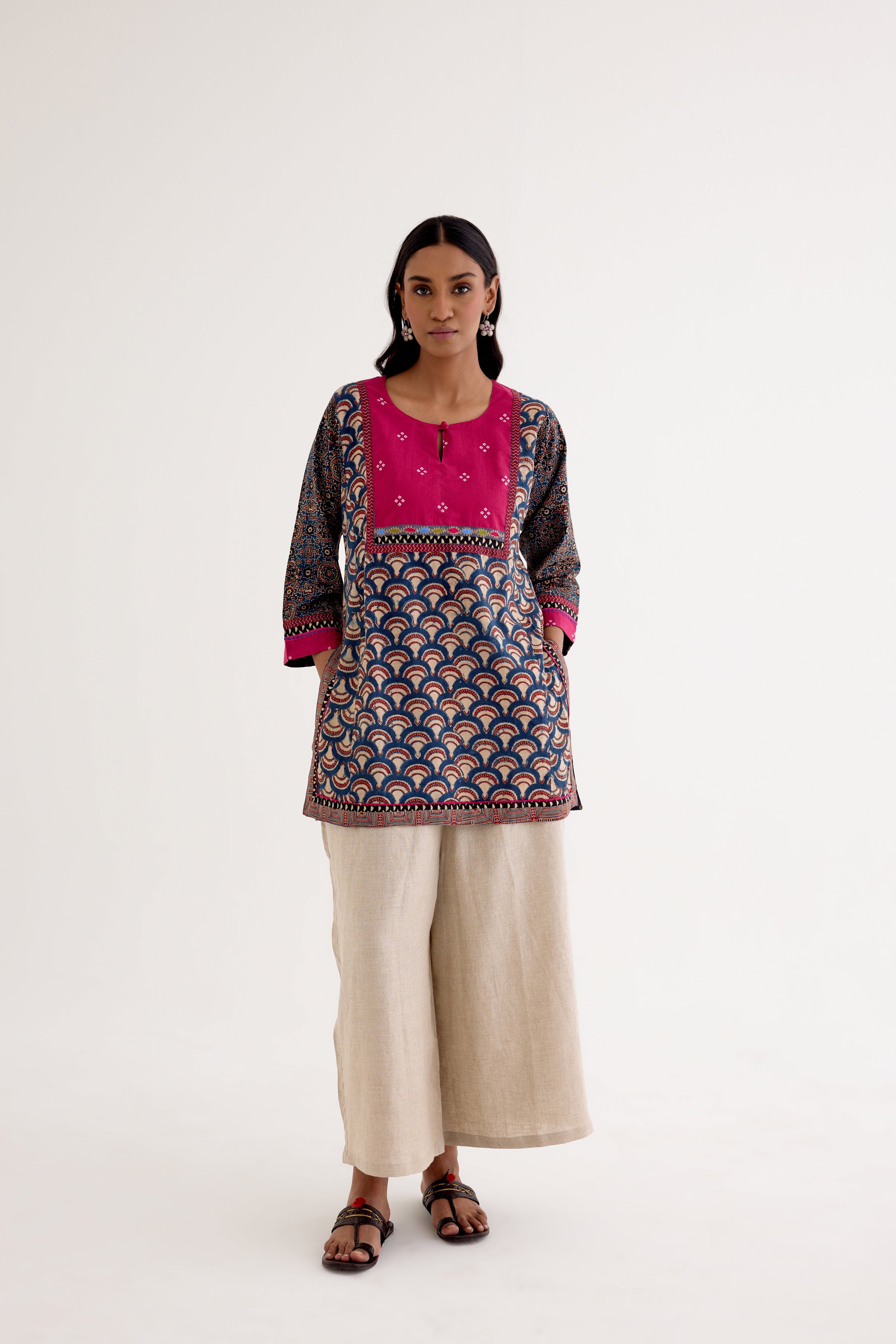 Rozana Ajrakh Kurti Blue (10040285954347)