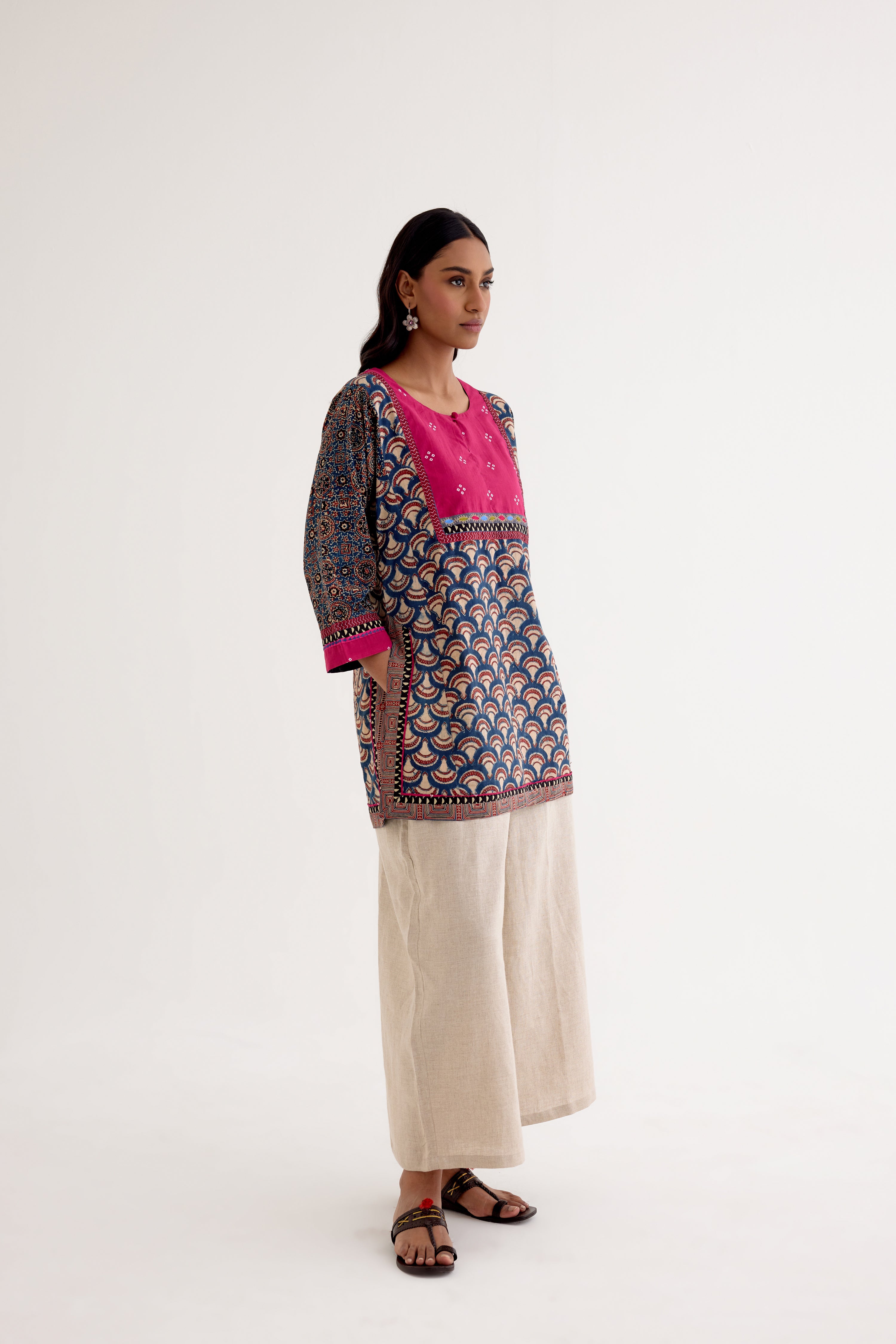 Rozana Ajrakh Kurti Blue (10040285954347)