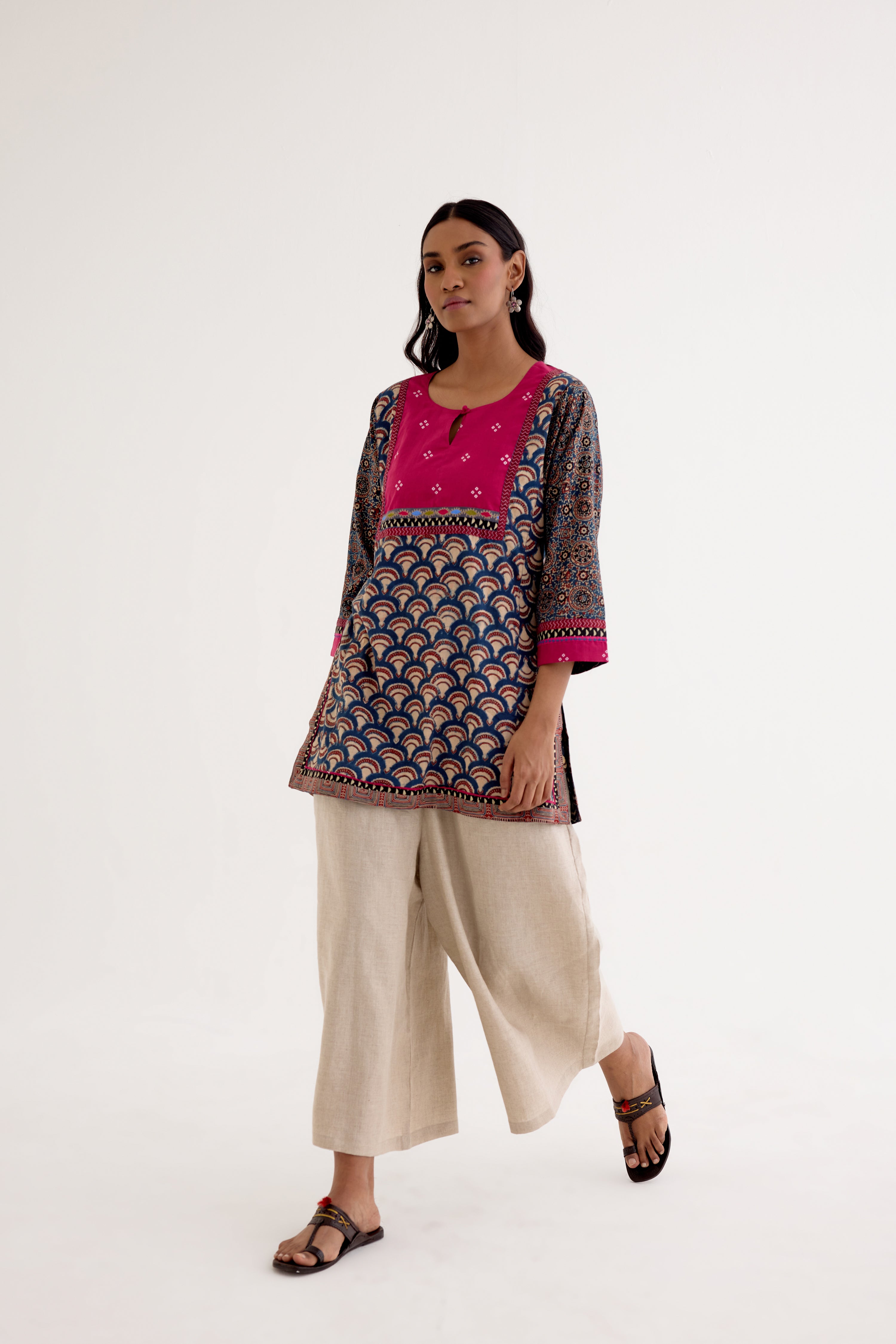 Rozana Ajrakh Kurti Blue (10040285954347)