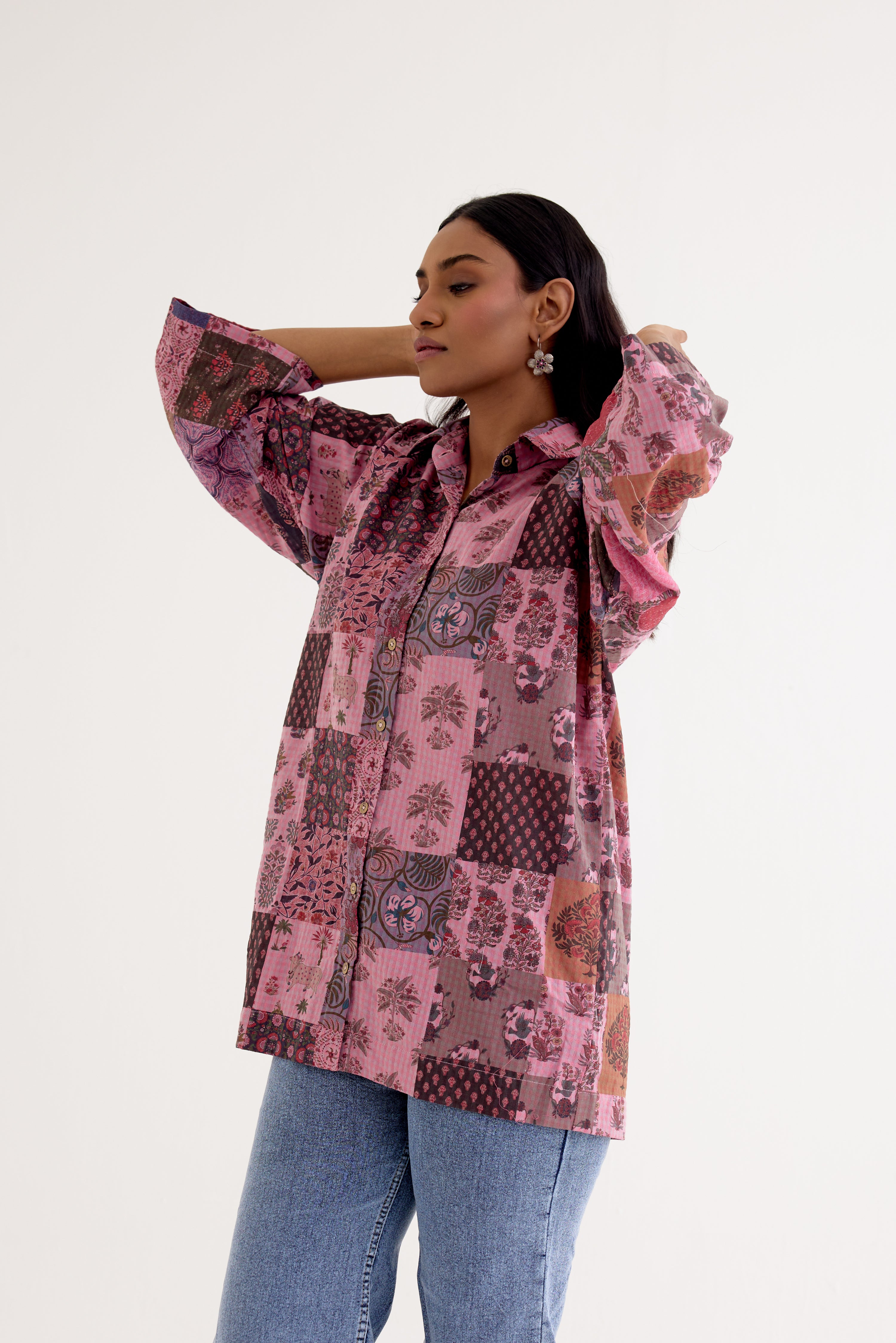 Lia Shirt Pink Check (10040277172523)