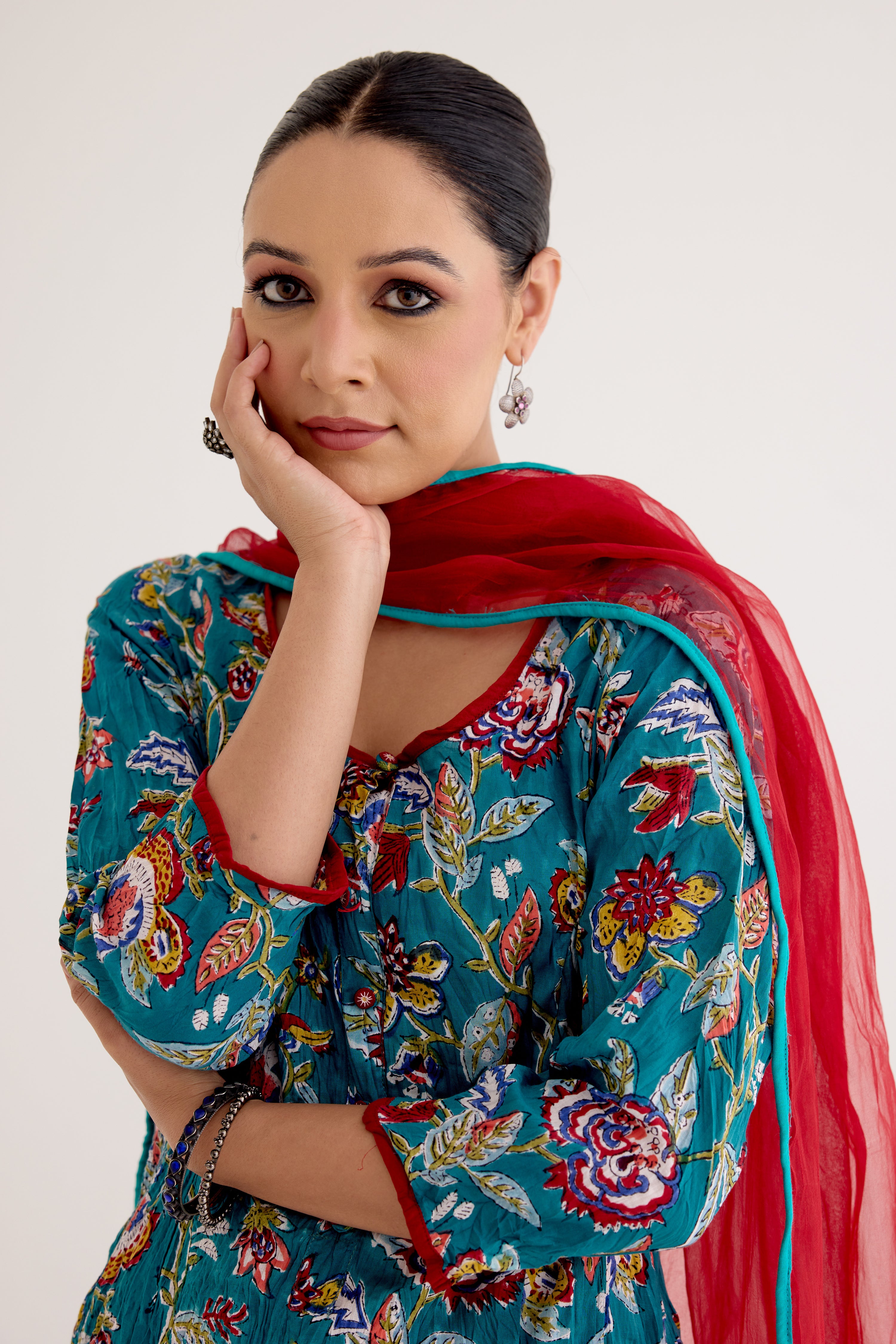 Tropical Dupatta Red (10040147640619)