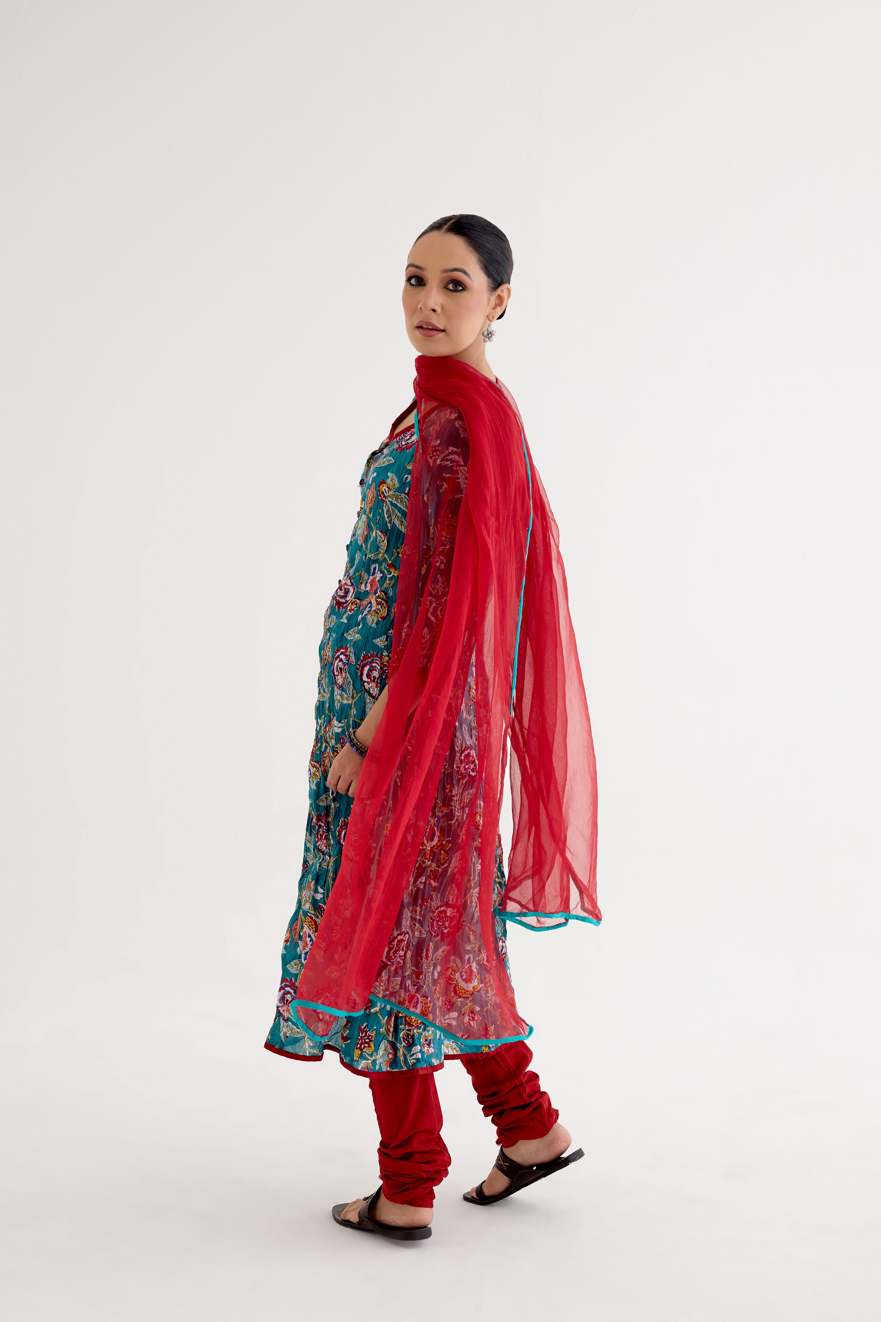 Tropical Dupatta Red (10040147640619)