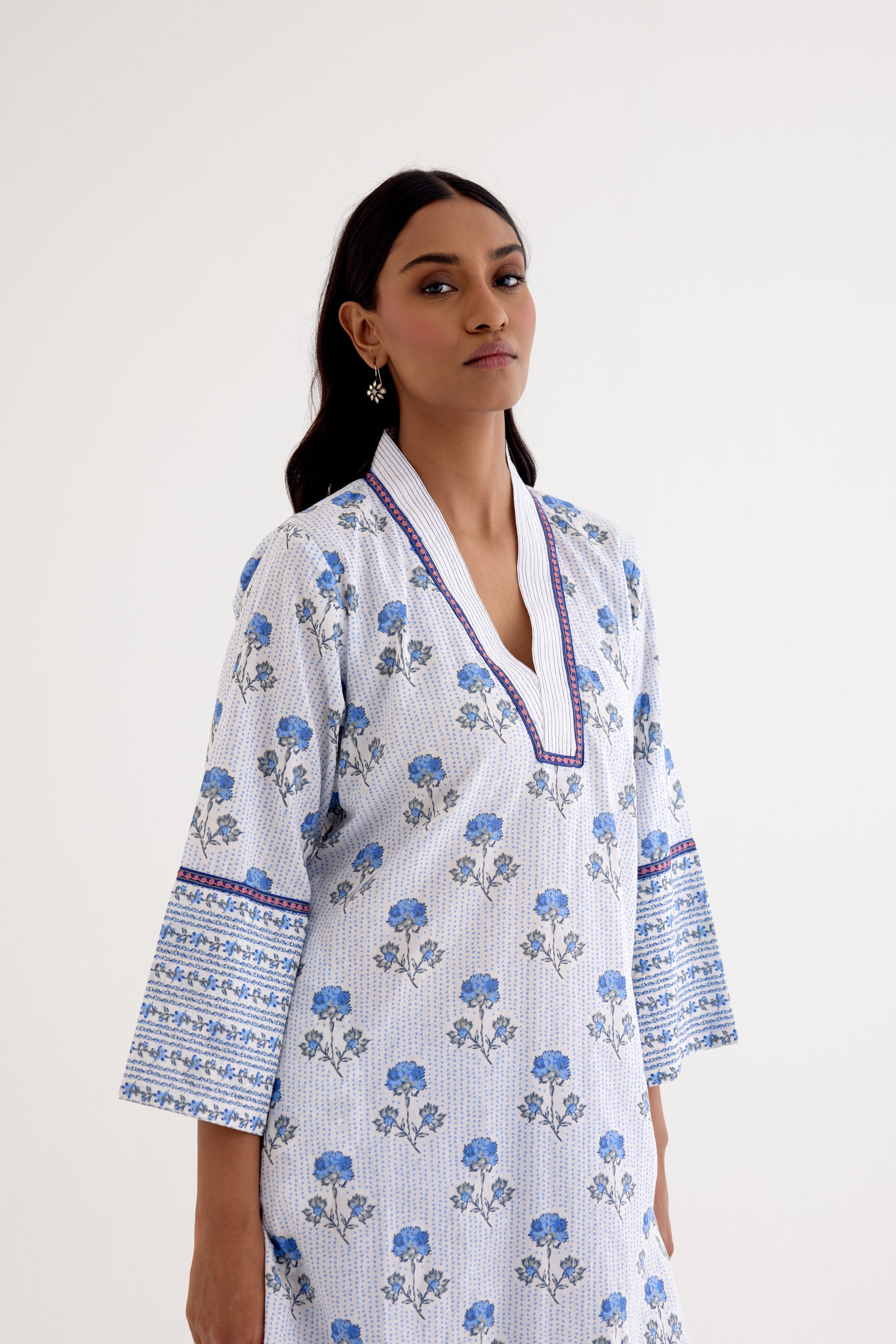 Mabel Kurta White Blue (10040158093611)