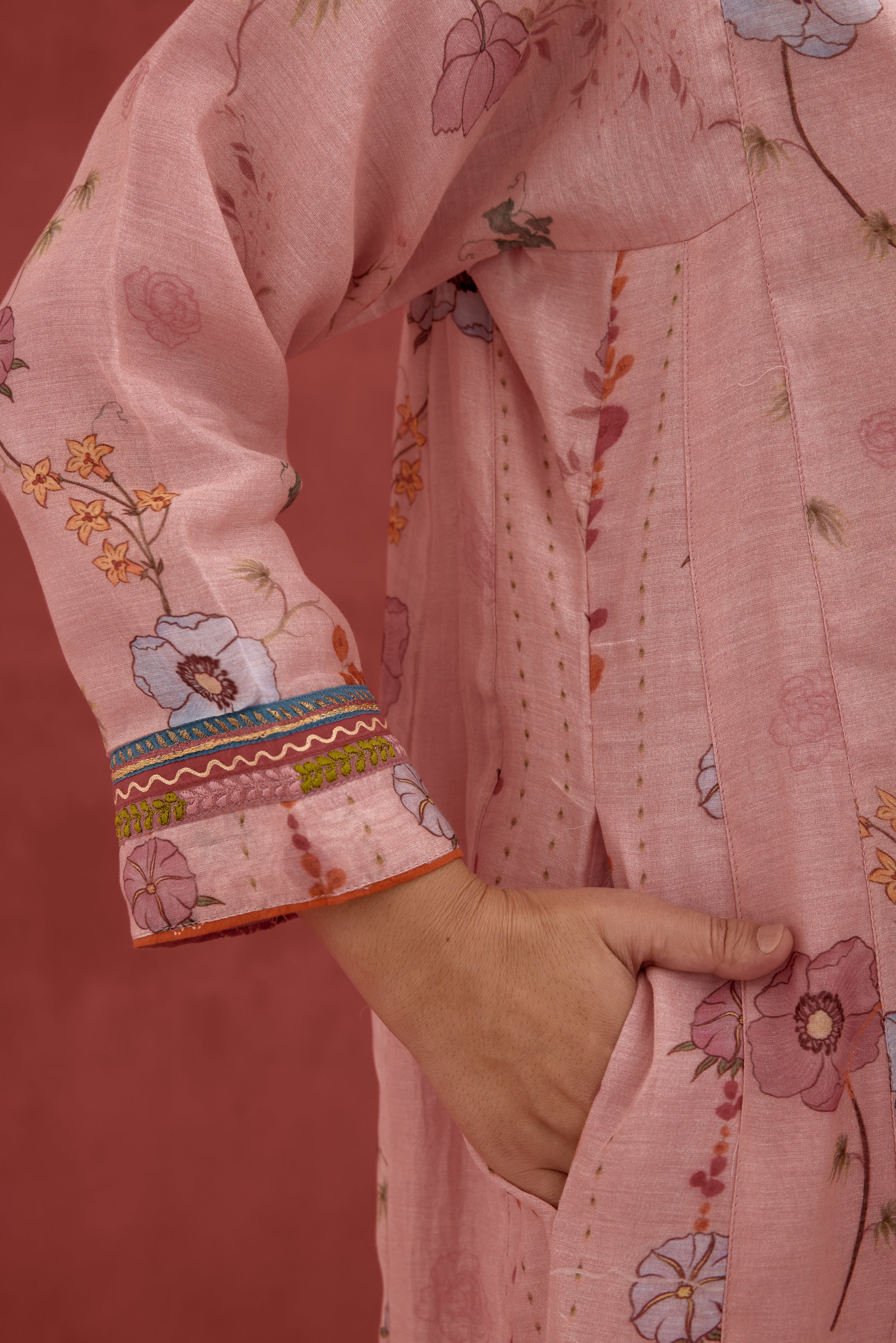 Adya Mul Chanderi Printed Kurta Baby Pink (10039404527915)