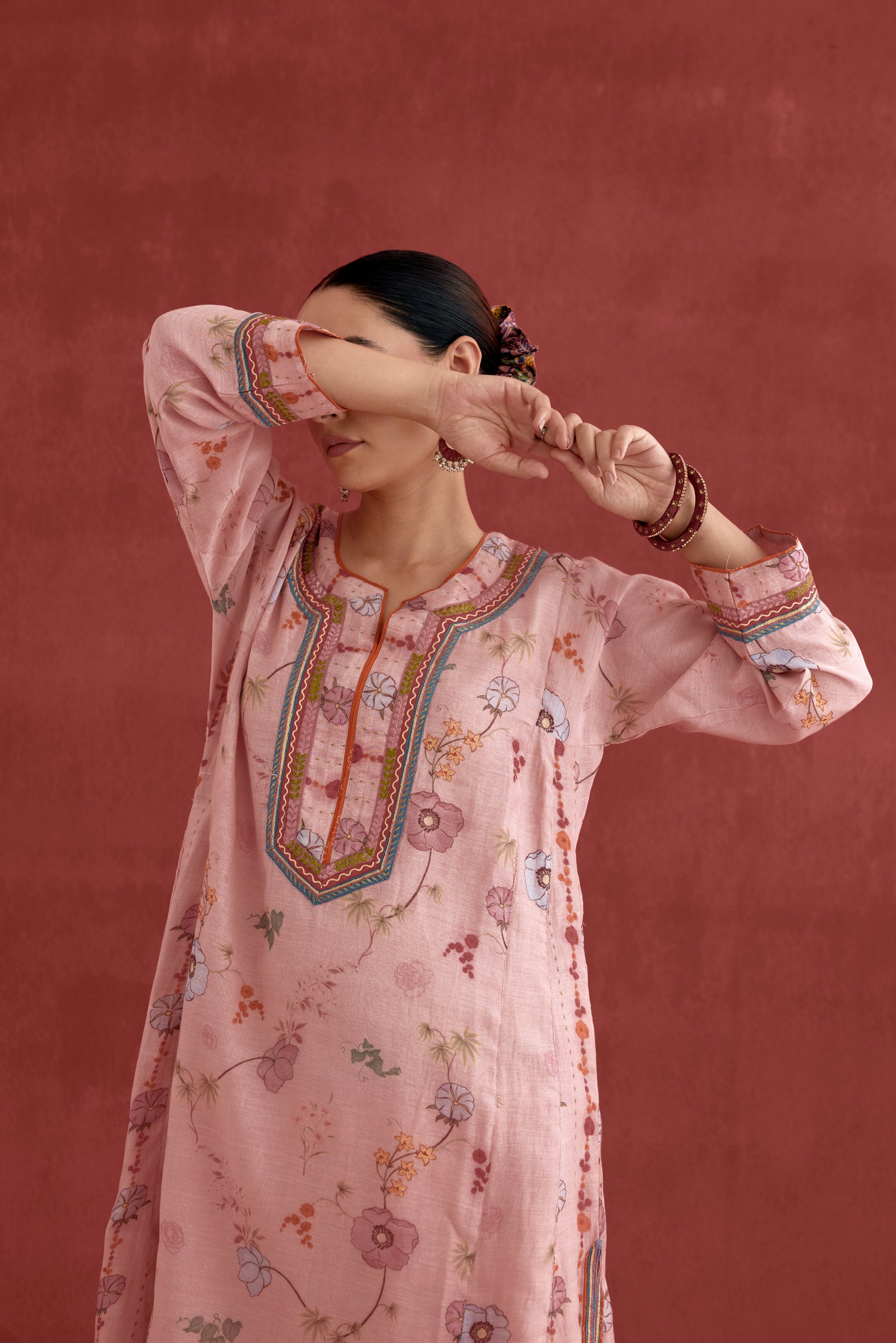 Adya Mul Chanderi Printed Kurta Baby Pink (10039404527915)