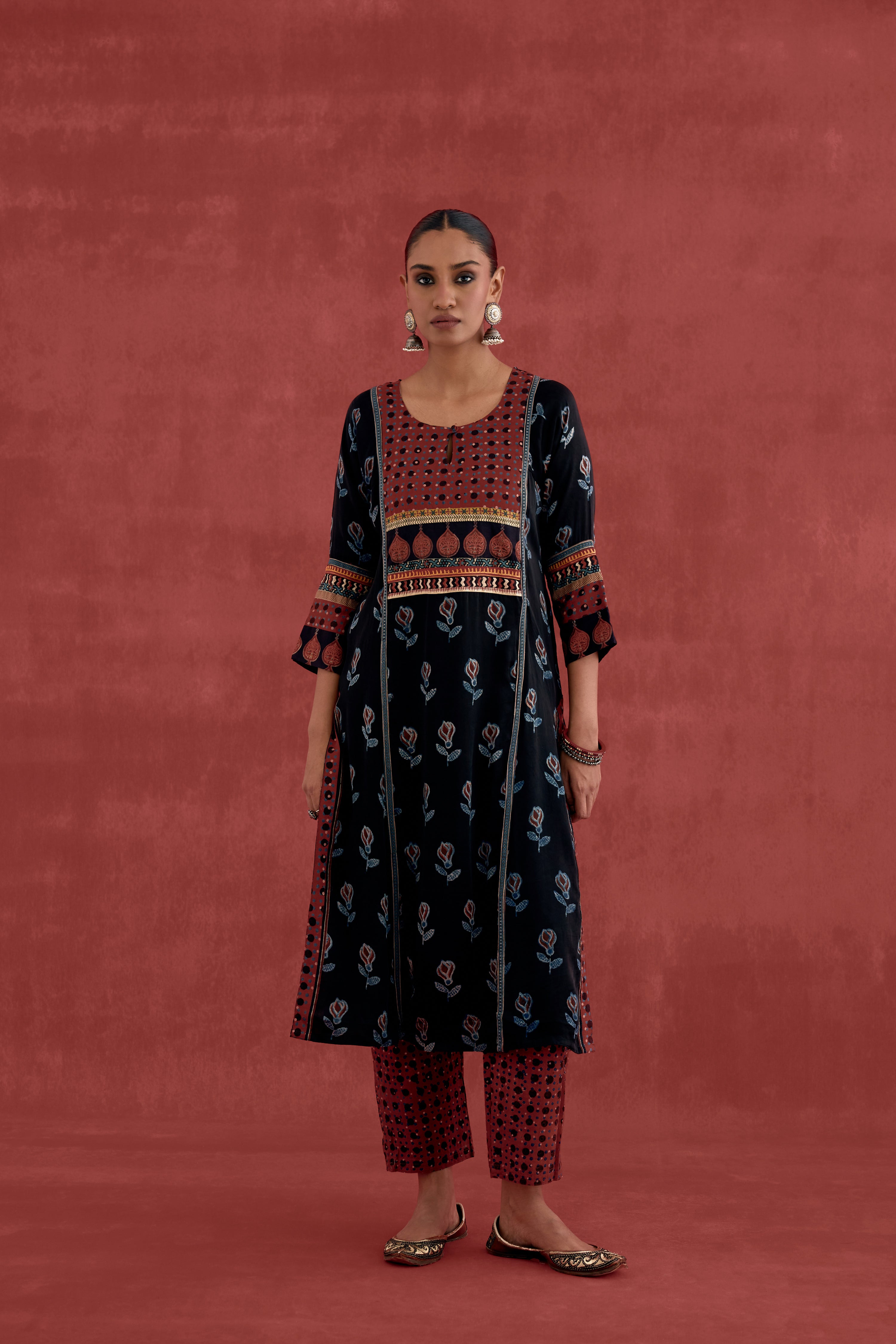 Ananya Ajrakh Pant Red Black (10039712710955)