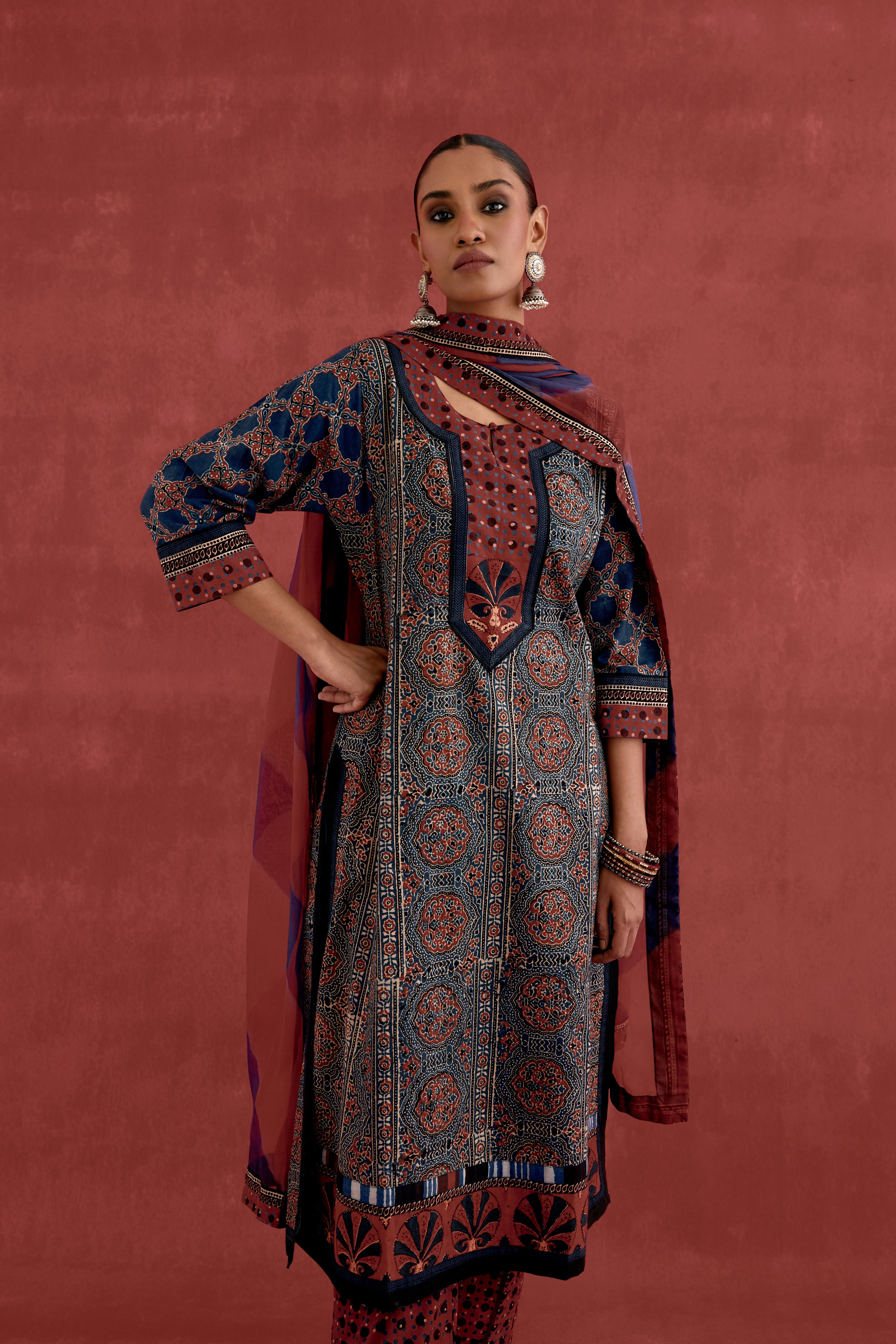 Medh Dupatta Blue Maroon (10049054998827)