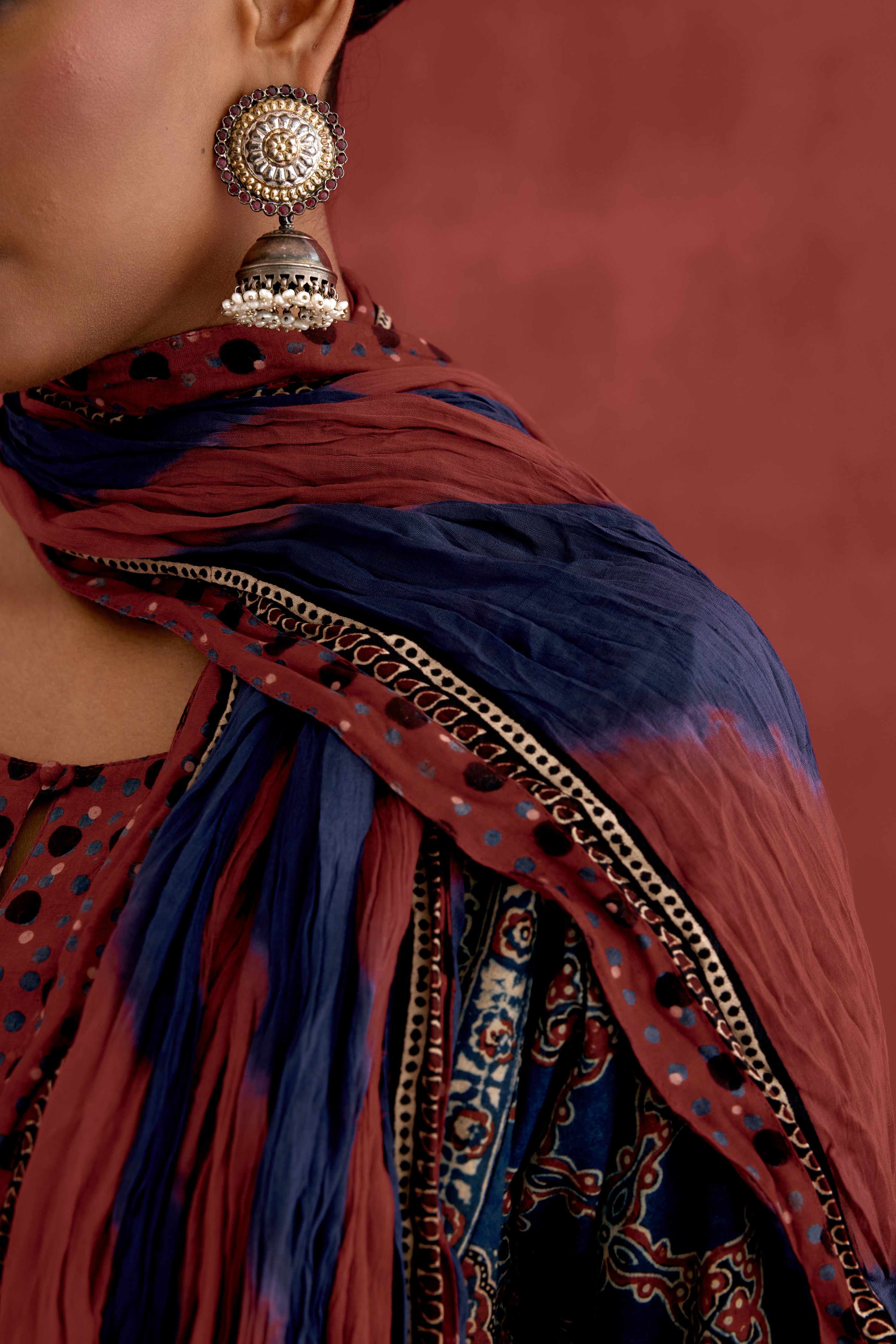 Rozana Dupatta Blue Maroon (10049055883563)