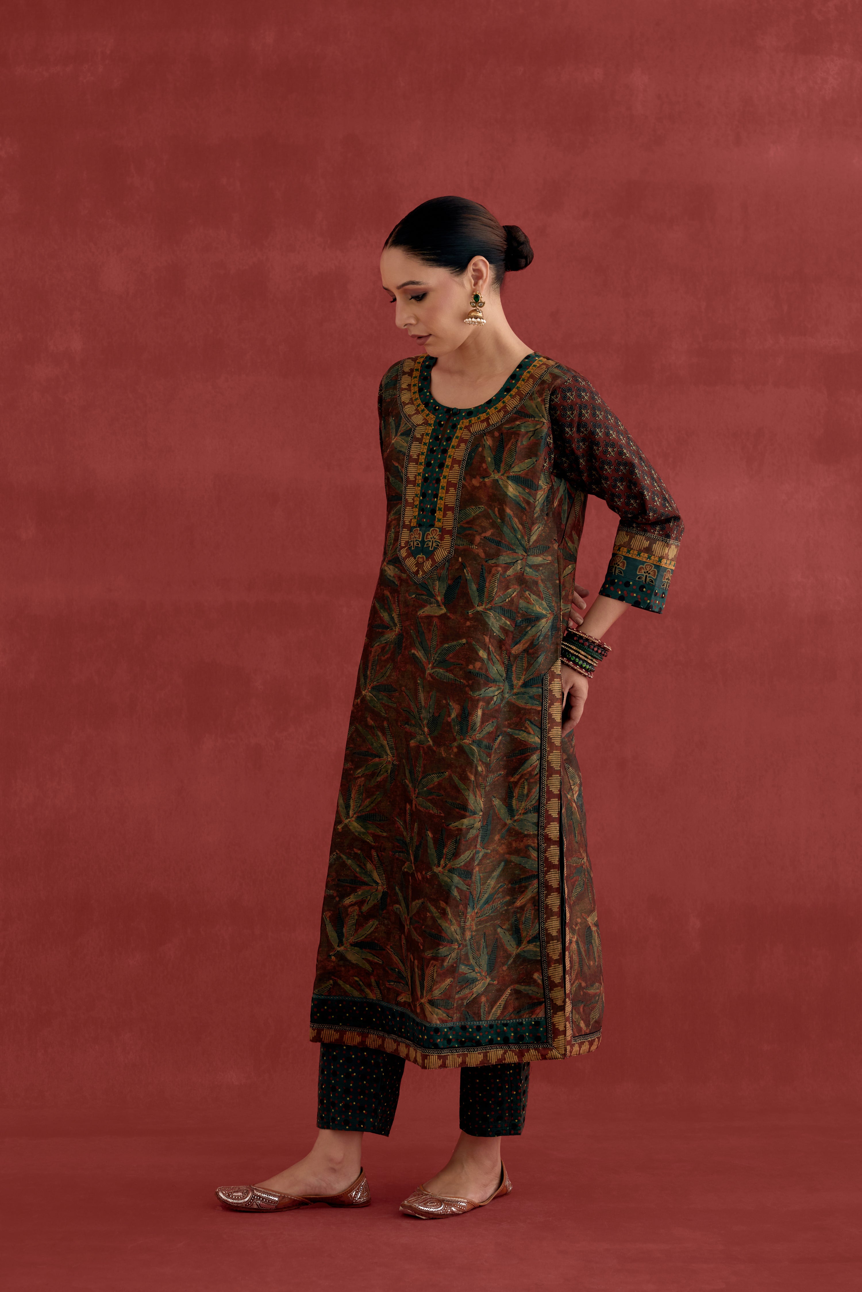 Ananya Ajrakh Pant Dark Green (10039559029035)