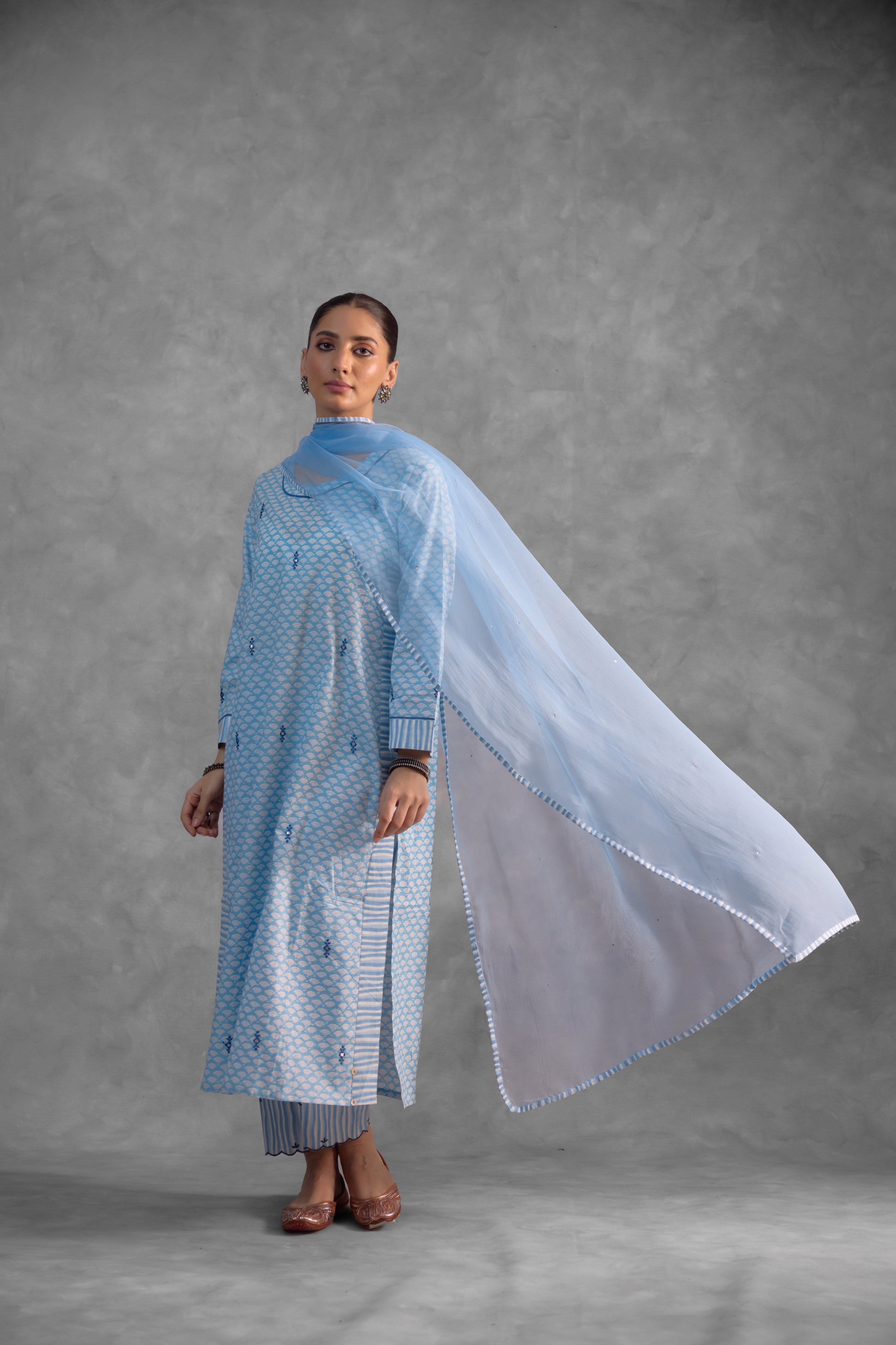 Reva Blue Kurta (Set of 3) (9835571380523)