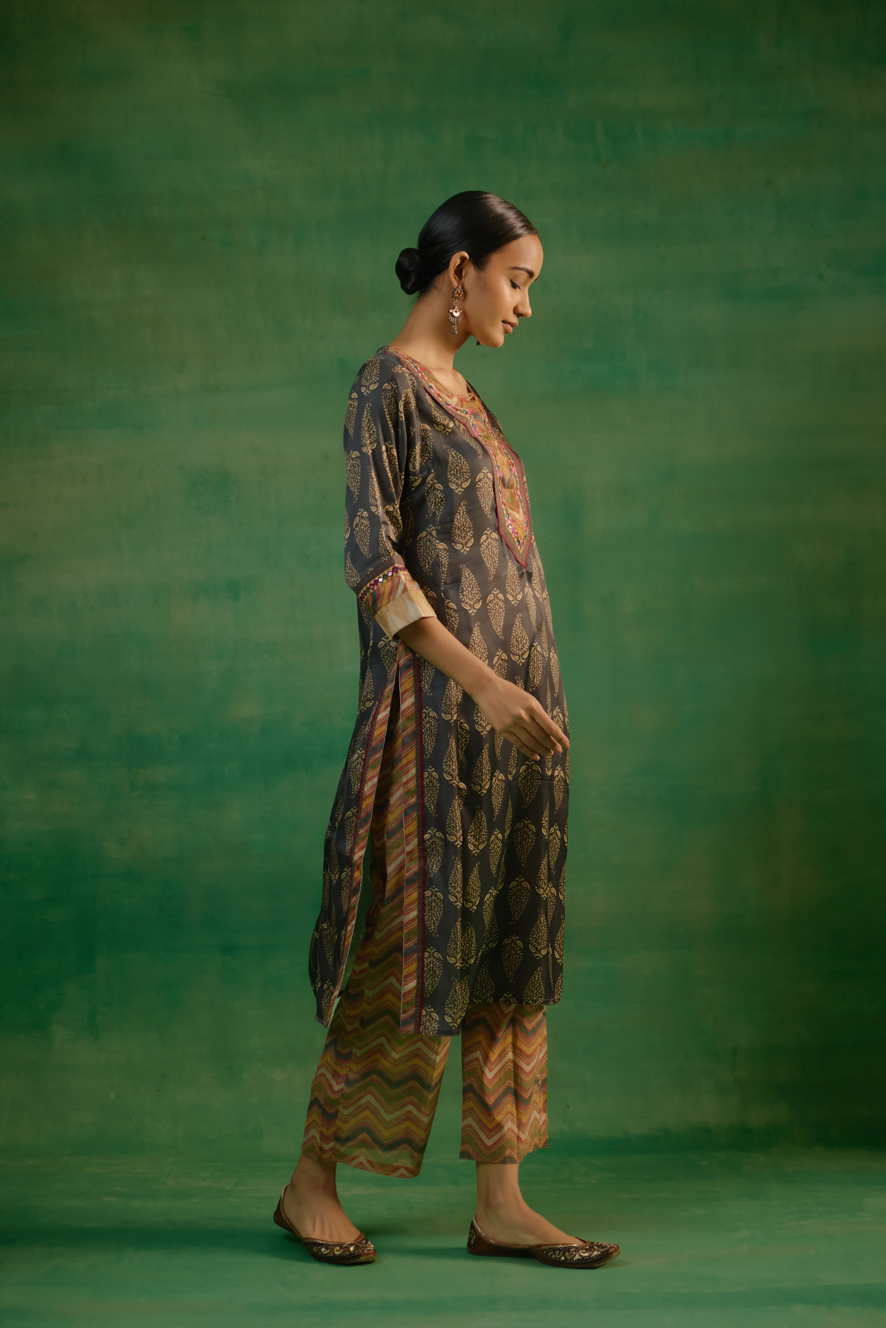 Rozana Kurta Grey Green (9818978451755)