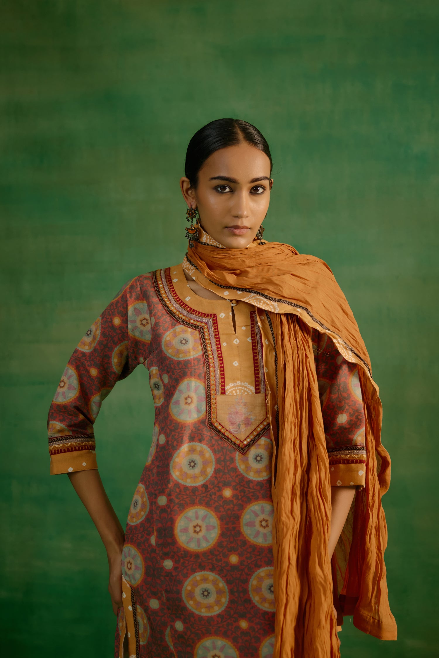 Rozana Crinkled Dupatta Mustard (9818011664683)