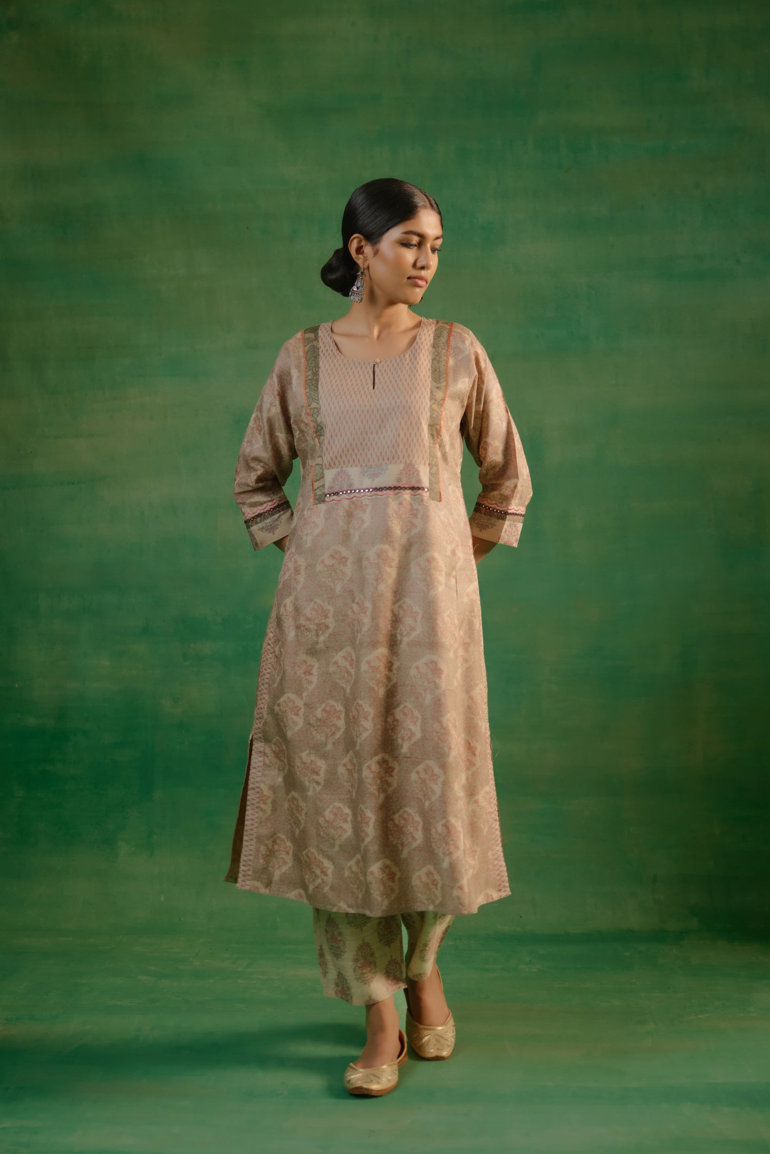 Rozana Kurta Beige Peach (9817545146667)
