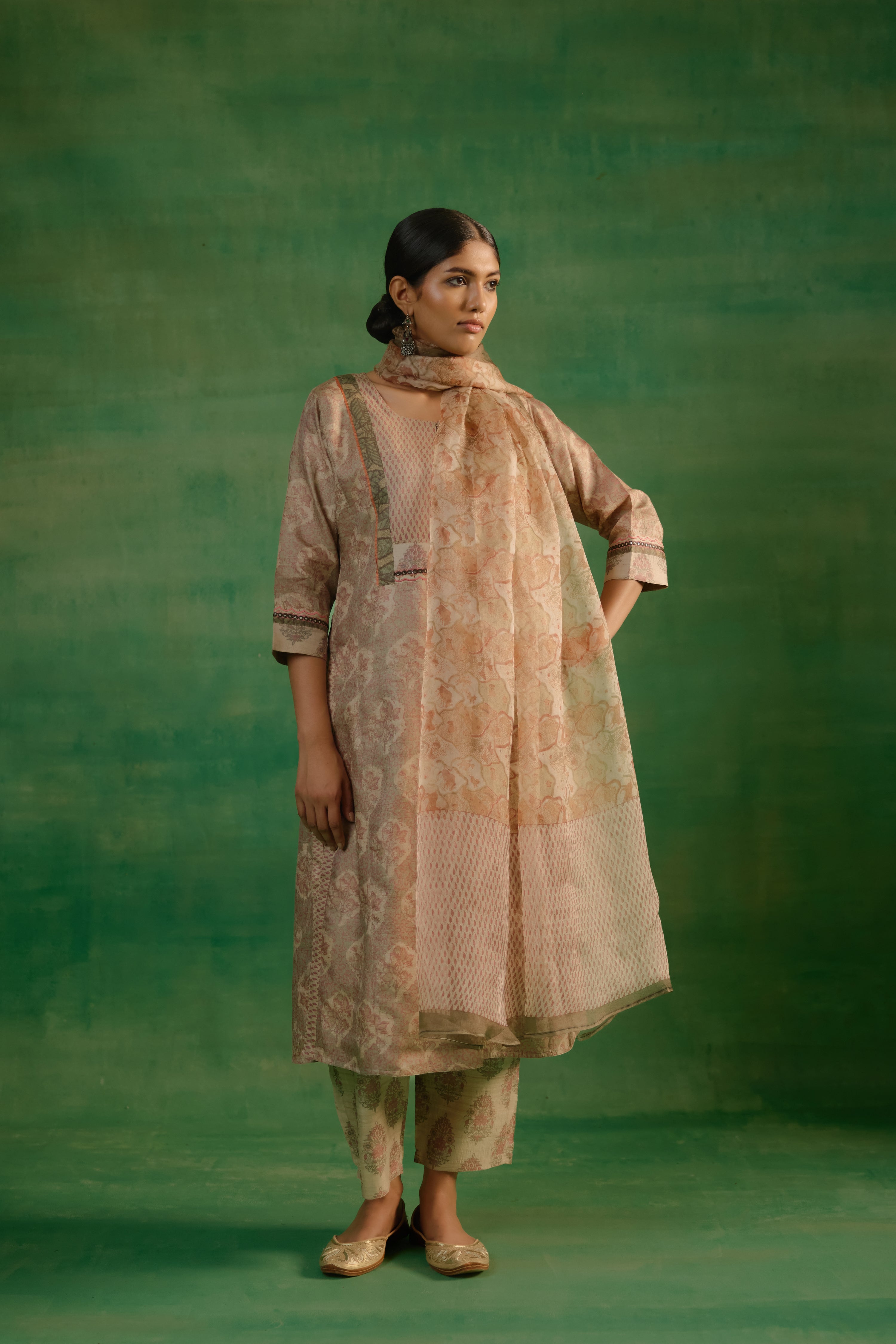 Rozana Kurta Beige Peach (9817545146667)