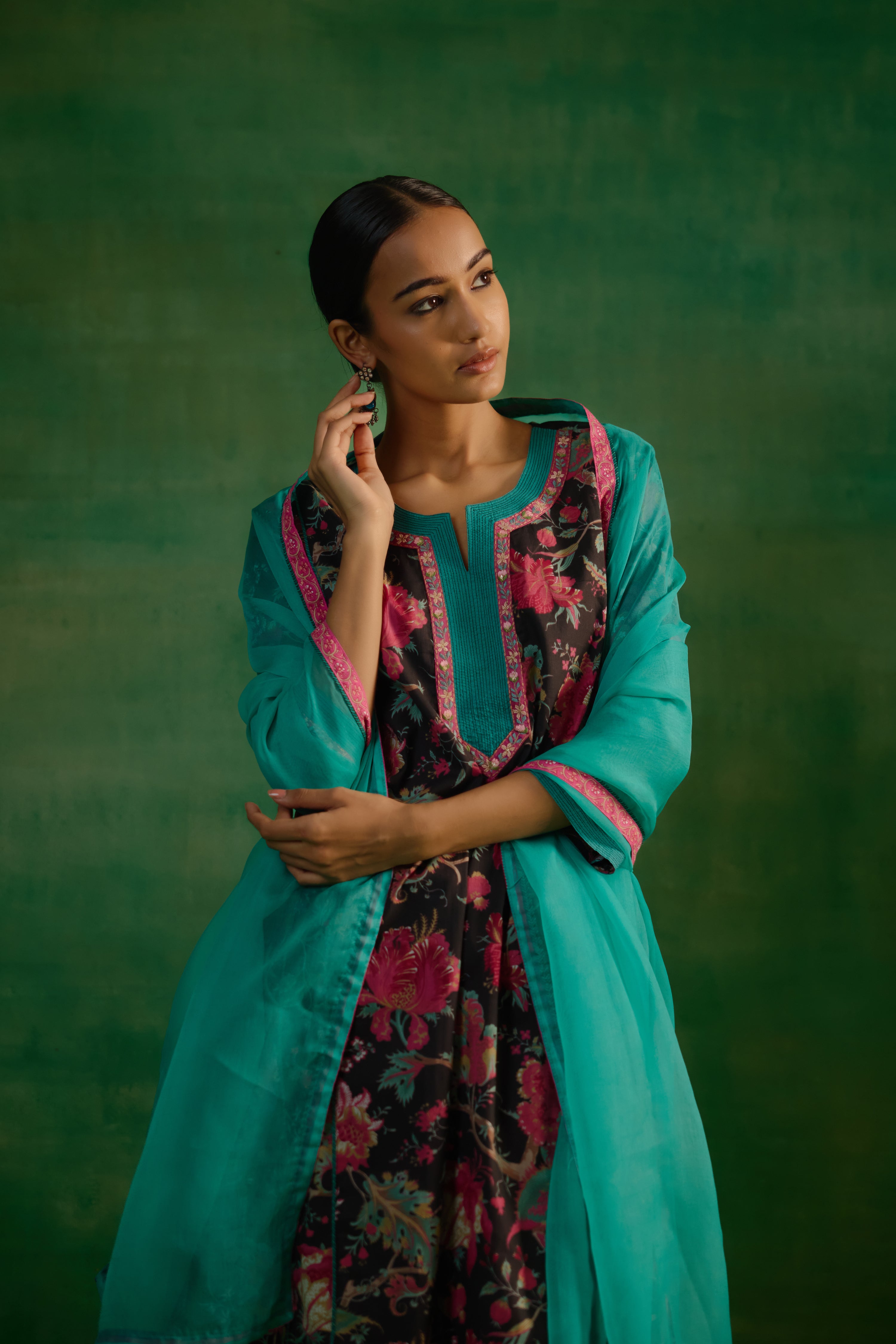 Medh Dupatta Turquoise (9819303248171)