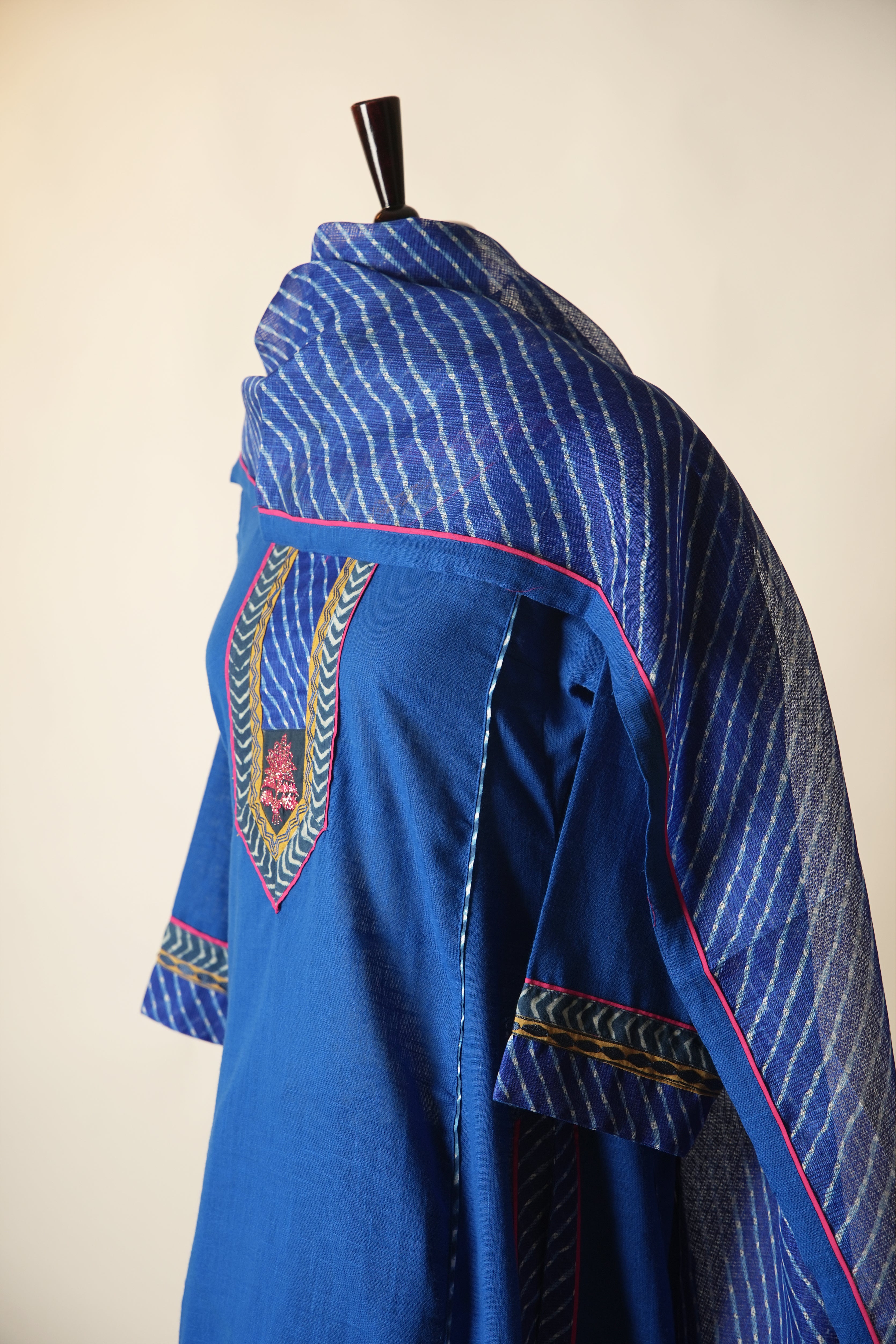 Rozana Cotton Slub Kurta Blue