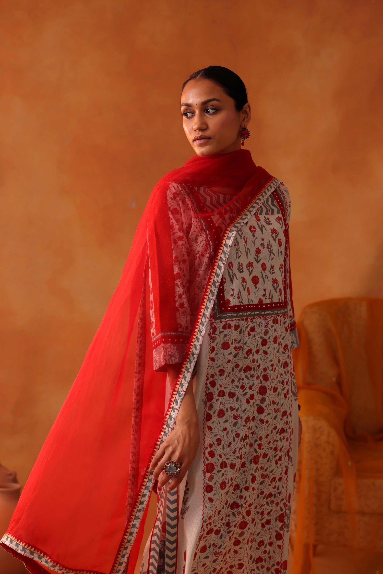 Rozana Chiffon Dupatta Orange (8497137418539)