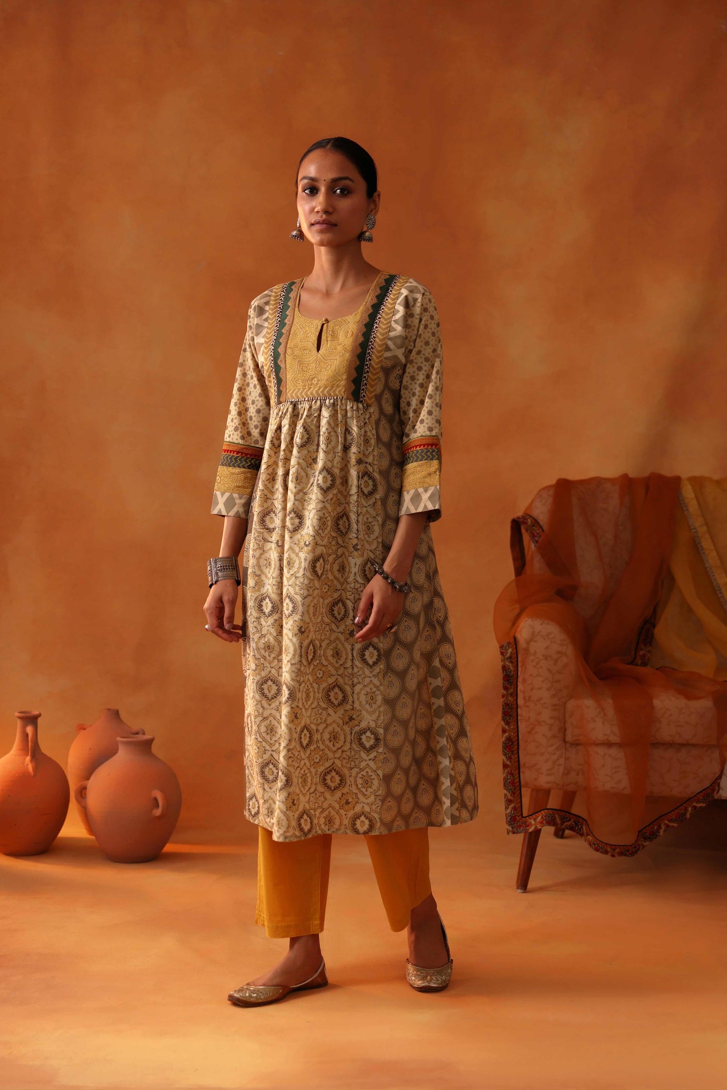 Banjara Kurta Beige Ochre (8439370383659)