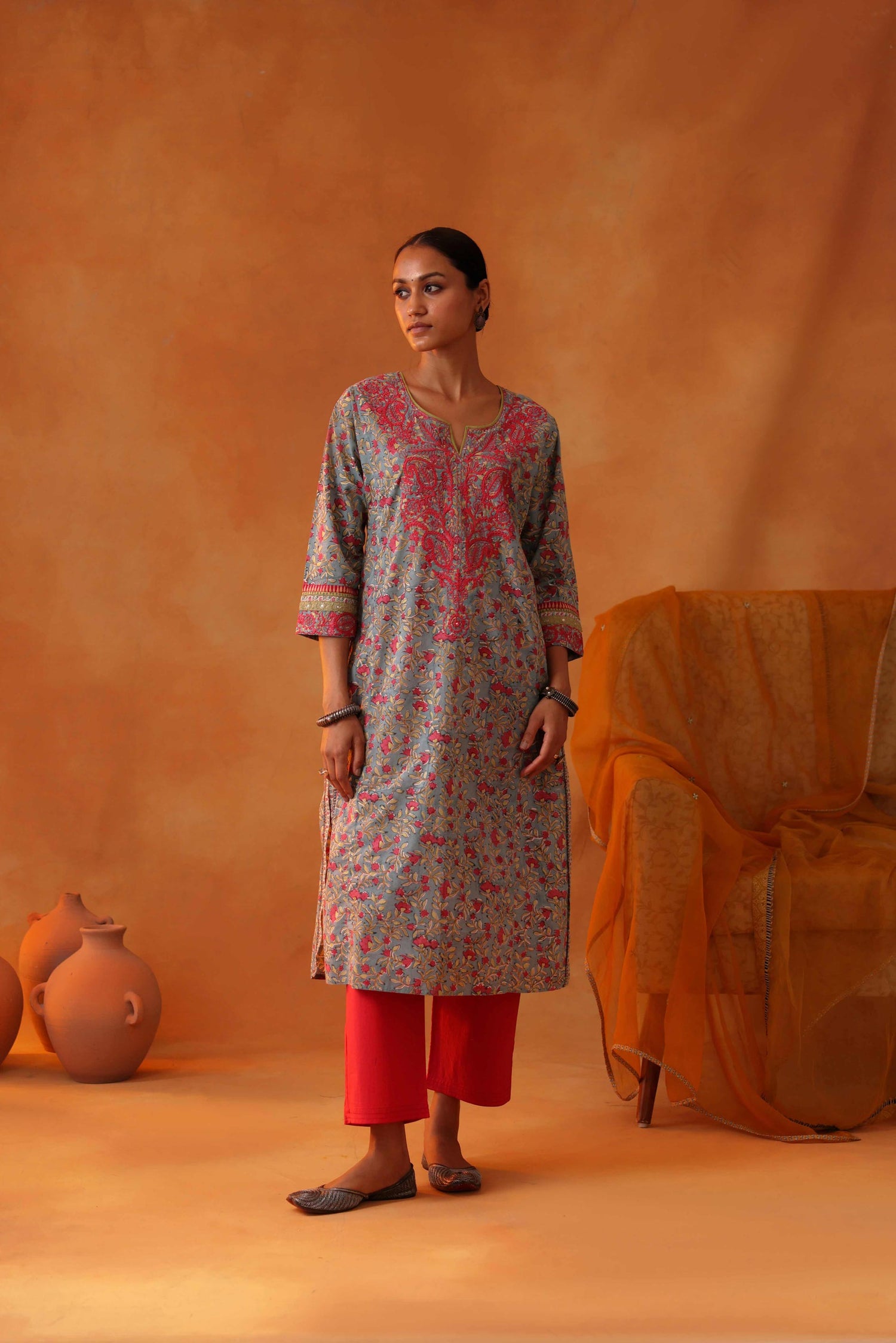 Rozana Kurta Aqua Pink (8439349215531)